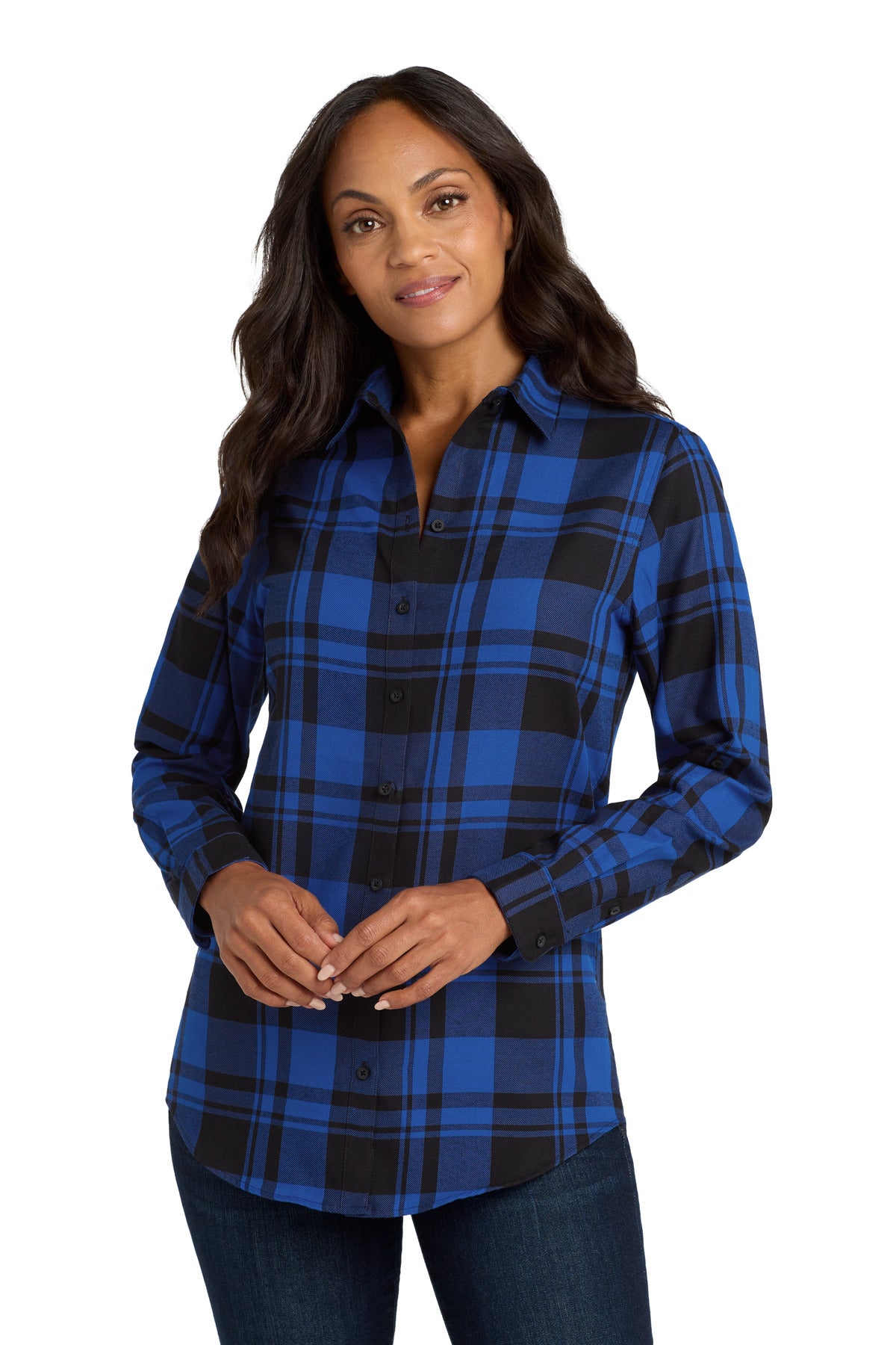 Custom Embroidery or DTF Print - Port Authority ®  Women's Plaid Flannel Tunic . LW668