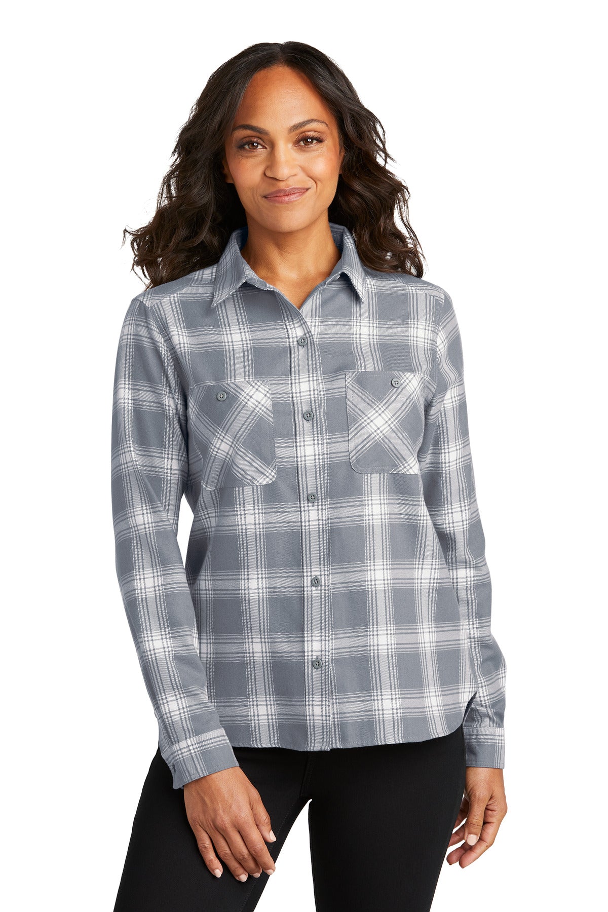 Custom Embroidery or DTF Print - Port Authority ®  Women's Plaid Flannel Shirt LW669