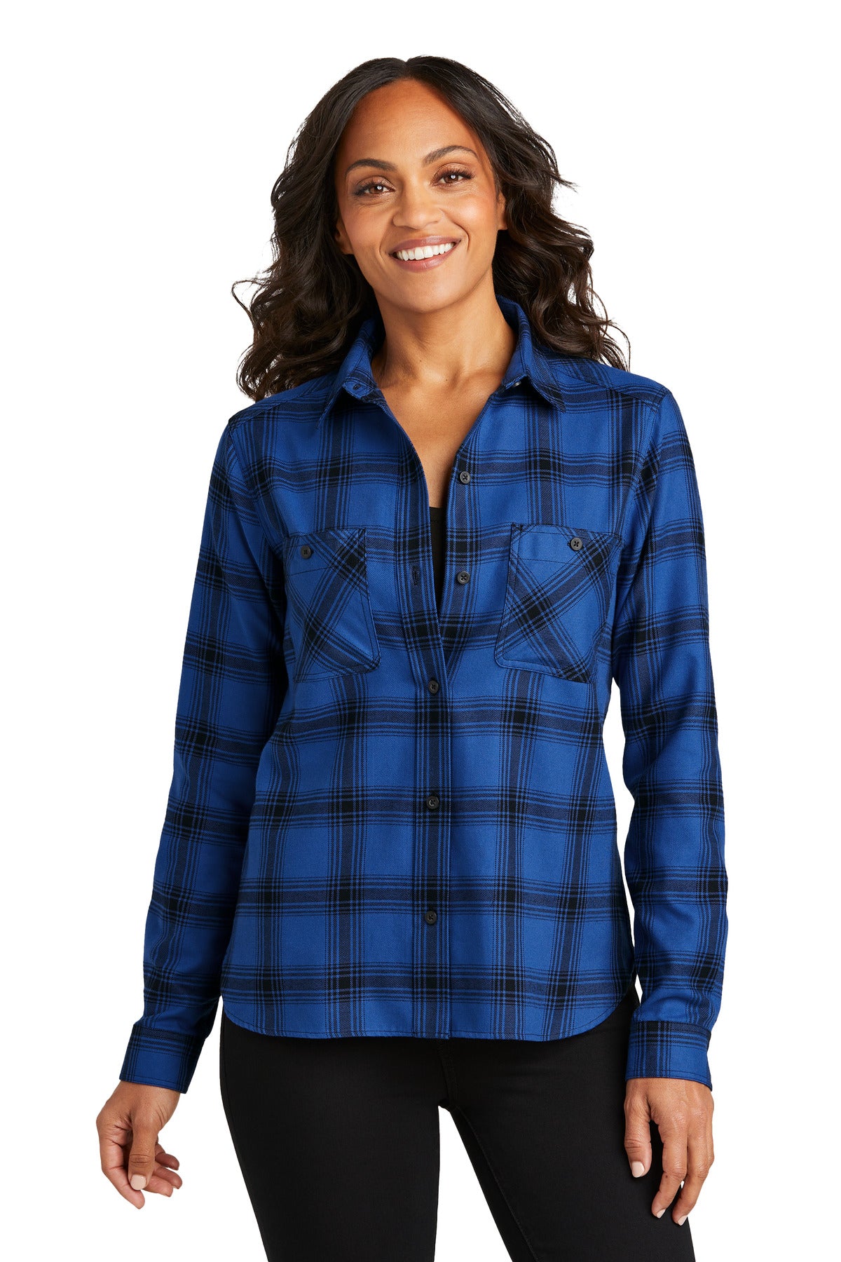 Custom Embroidery or DTF Print - Port Authority ®  Women's Plaid Flannel Shirt LW669