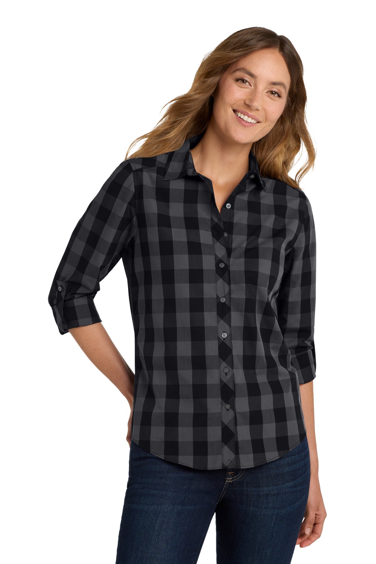Custom Embroidered - Port Authority© Women's Everyday Plaid Shirt. LW670