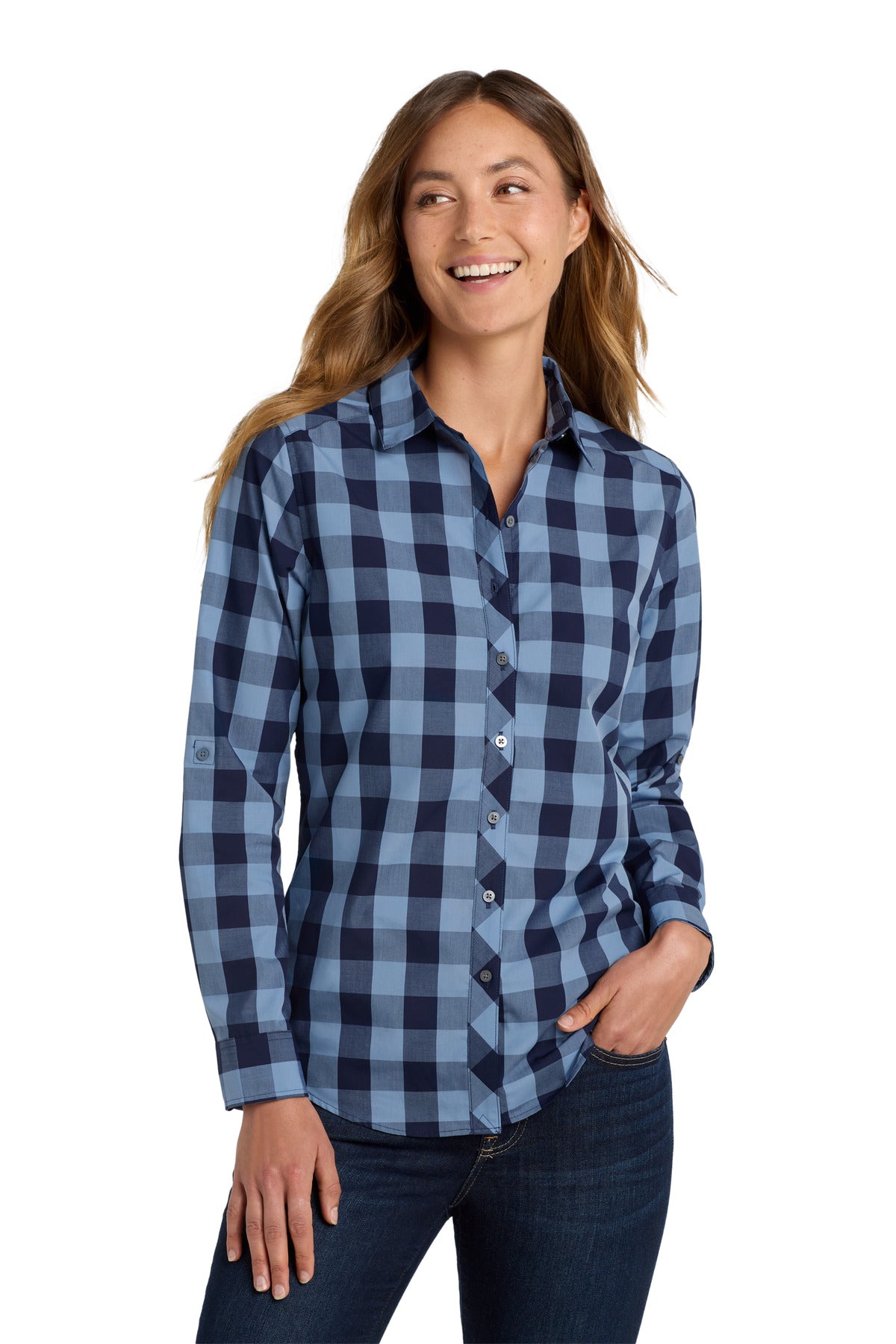Custom Embroidered - Port Authority© Women's Everyday Plaid Shirt. LW670