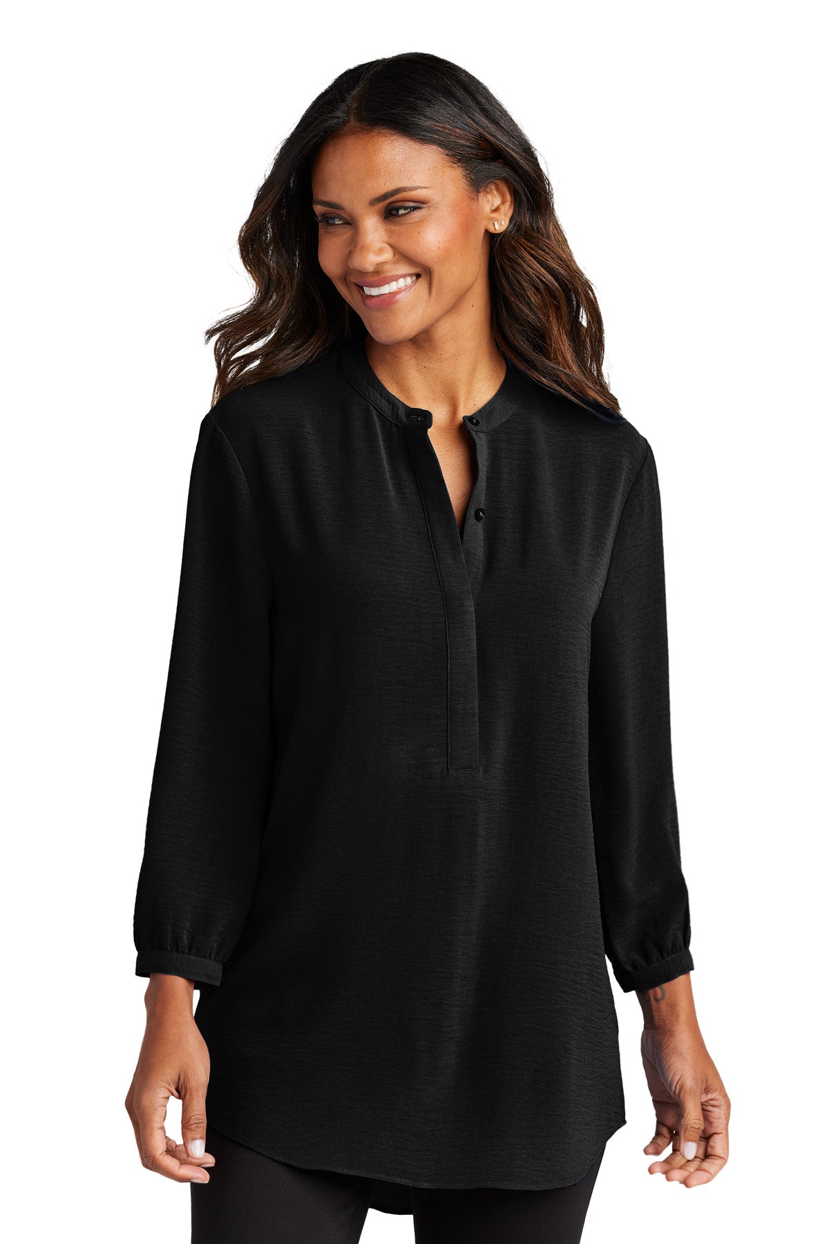 Custom Embroidery or DTF Print - Port Authority ®  Women's 3/4-Sleeve Textured Crepe Tunic LW713