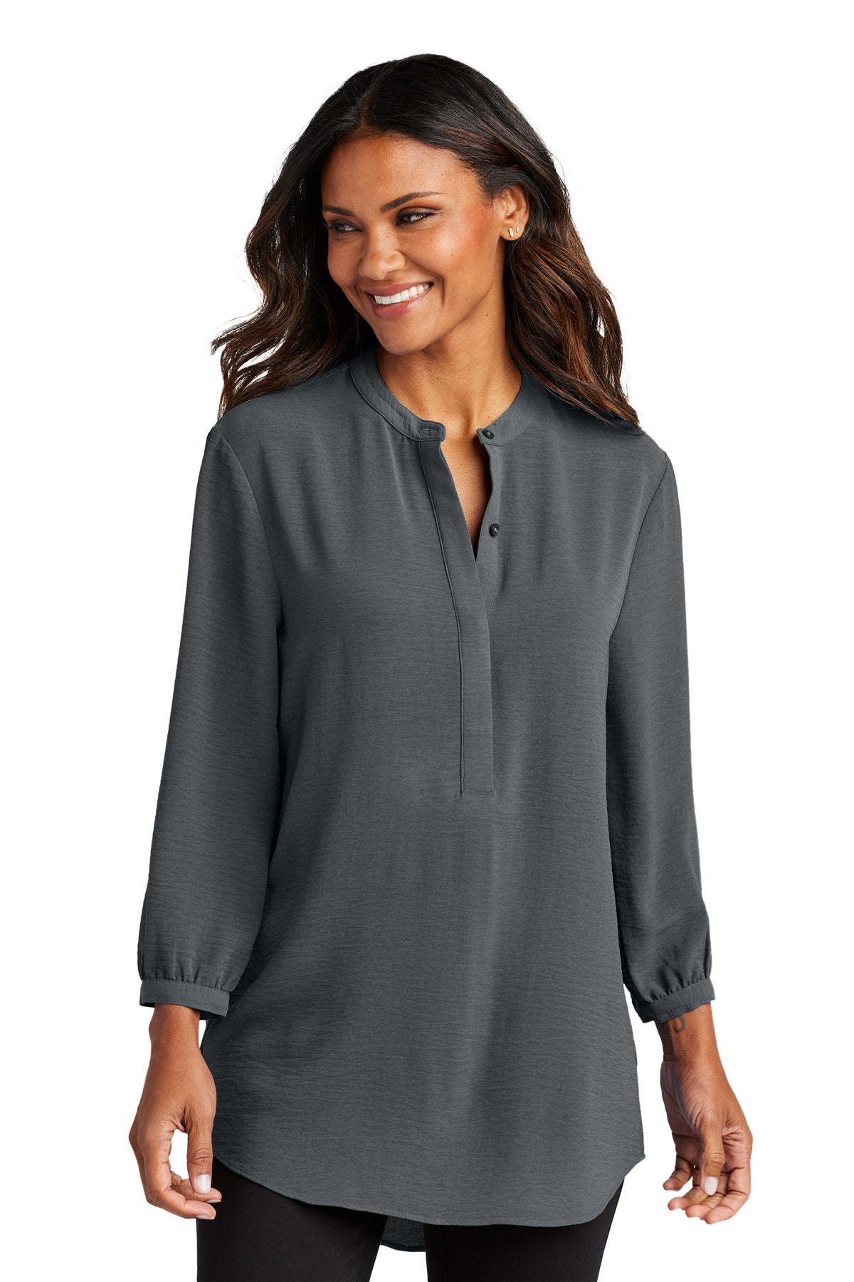 Custom Embroidery or DTF Print - Port Authority ®  Women's 3/4-Sleeve Textured Crepe Tunic LW713