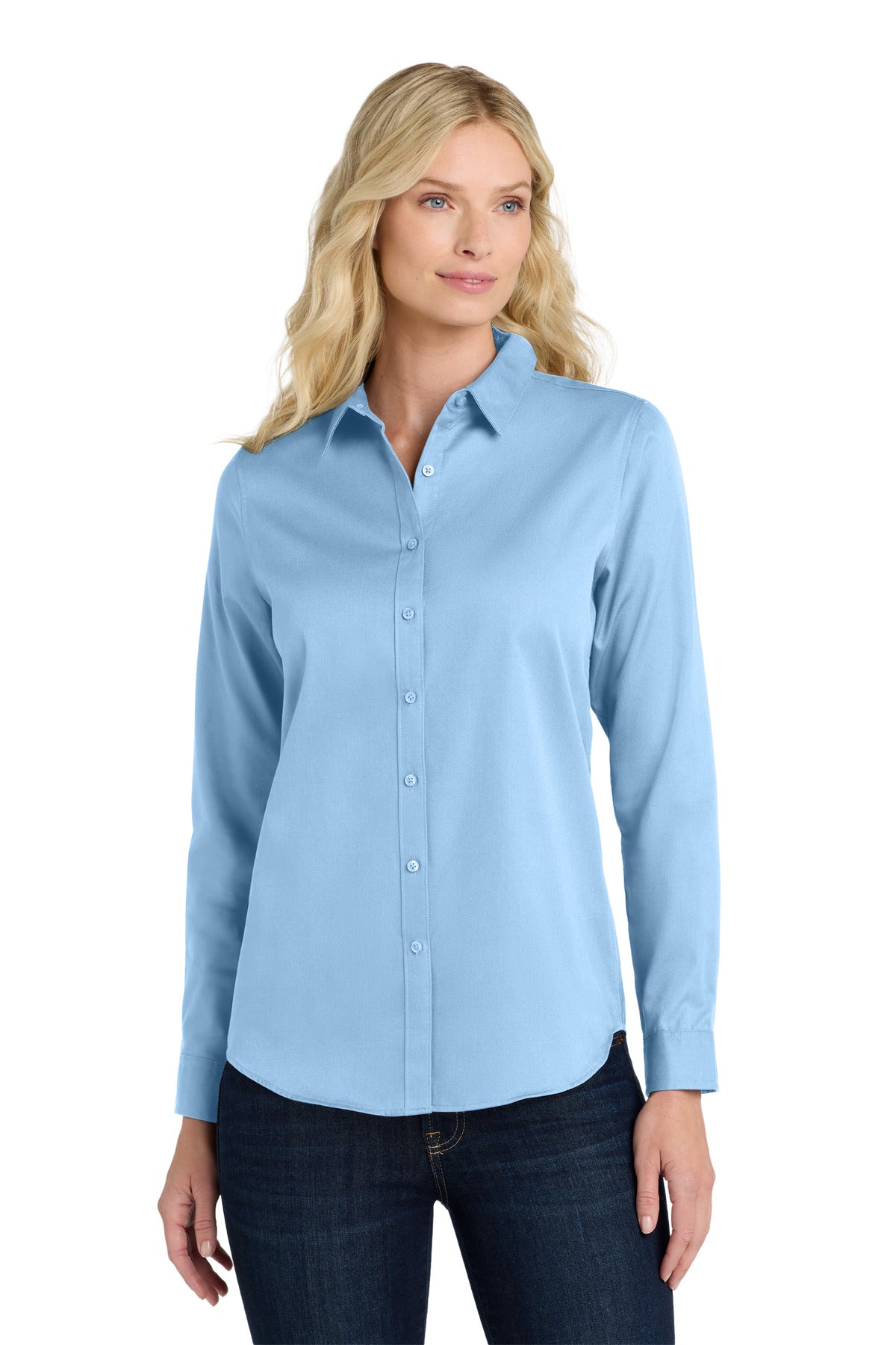 Custom Embroidery or DTF Print - Port Authority ®  Women's Long Sleeve SuperPro React ™ Twill Shirt. LW808