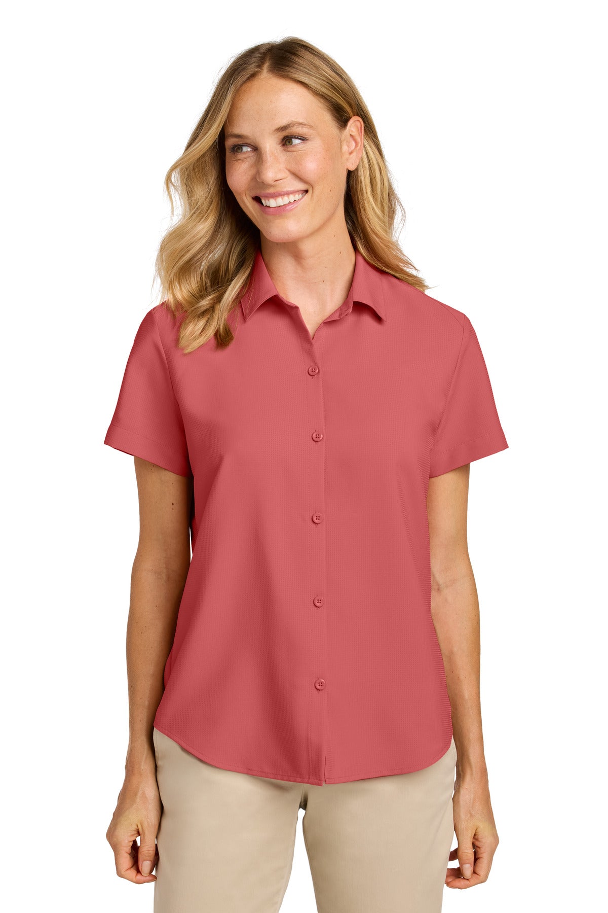 Custom Embroidery or DTF Print - Port Authority ®  Women's Short Sleeve UV Dockside Shirt LW963