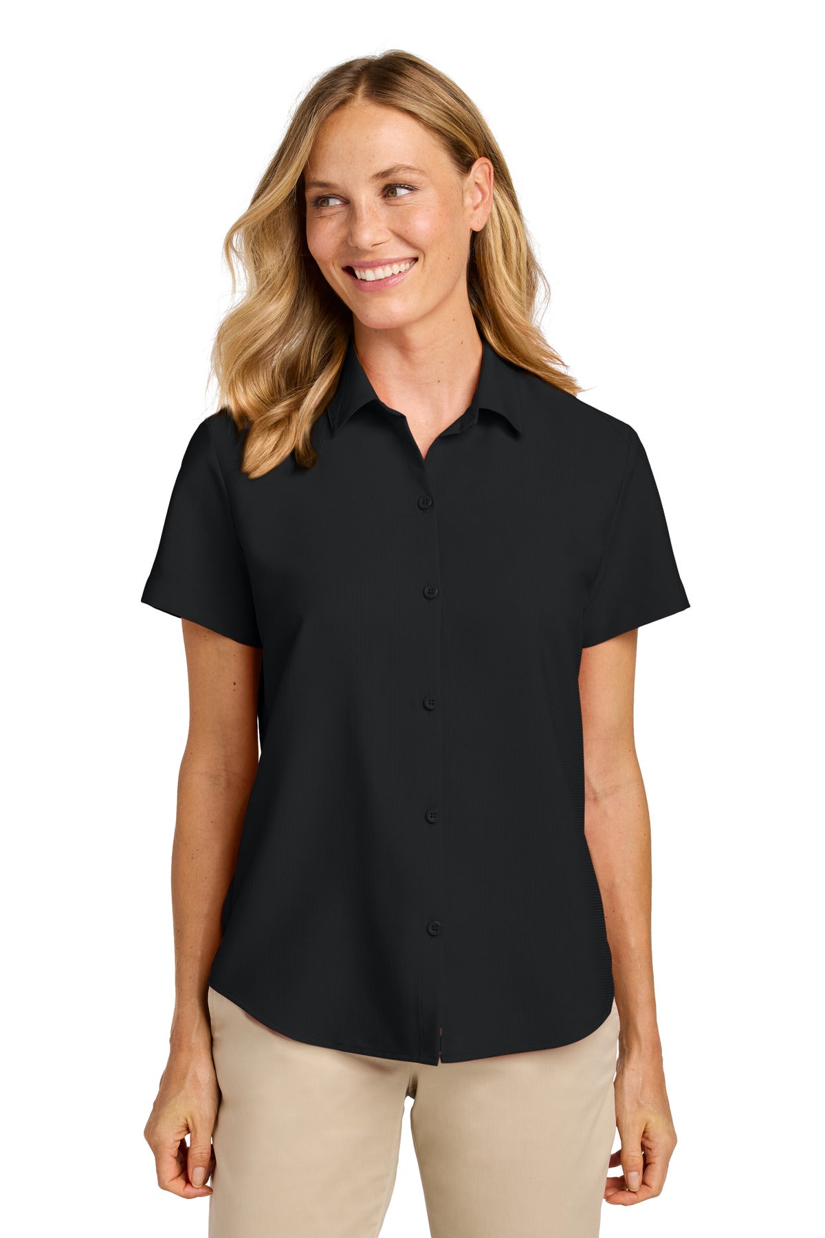 Custom Embroidery or DTF Print - Port Authority ®  Women's Short Sleeve UV Dockside Shirt LW963