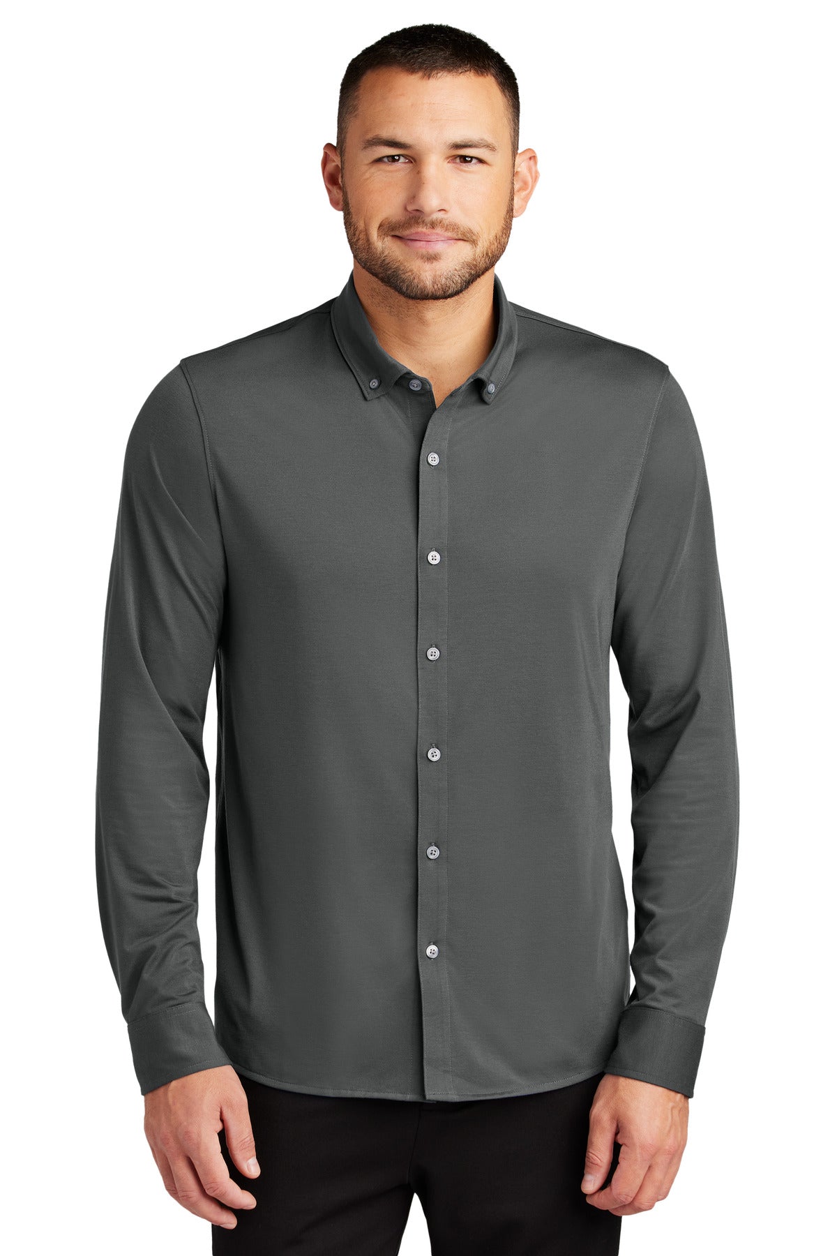 Custom Embroidered - Mercer+Mettle™ Stretch Jersey Long Sleeve Shirt MM1018