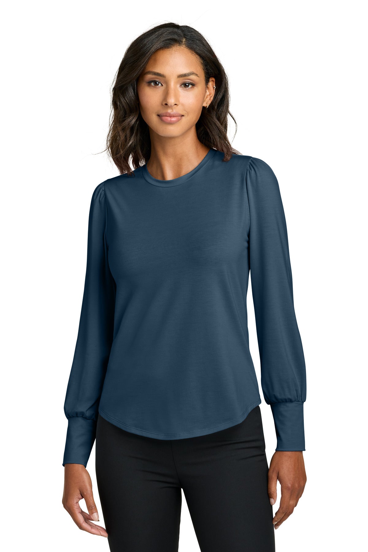 Custom Embroidery or DTF Print - Mercer+Mettle ®  Women's Stretch Jersey Long Sleeve Blouson Top MM1019