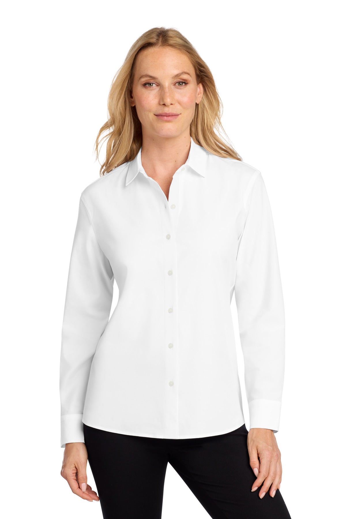 Custom Embroidery or DTF Print - Mercer+Mettle ®  Women's Long Sleeve Stretch Woven Shirt MM2001