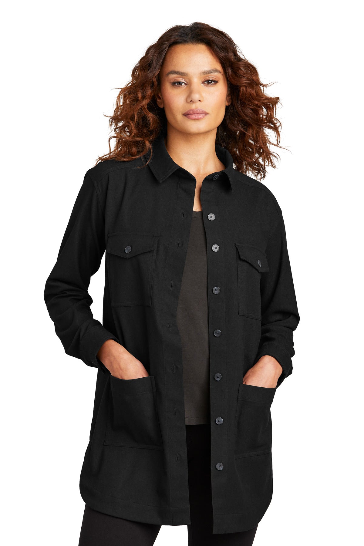 Custom Embroidery or DTF Print - Mercer+Mettle ®  Women's Long Sleeve Twill Overshirt MM2021