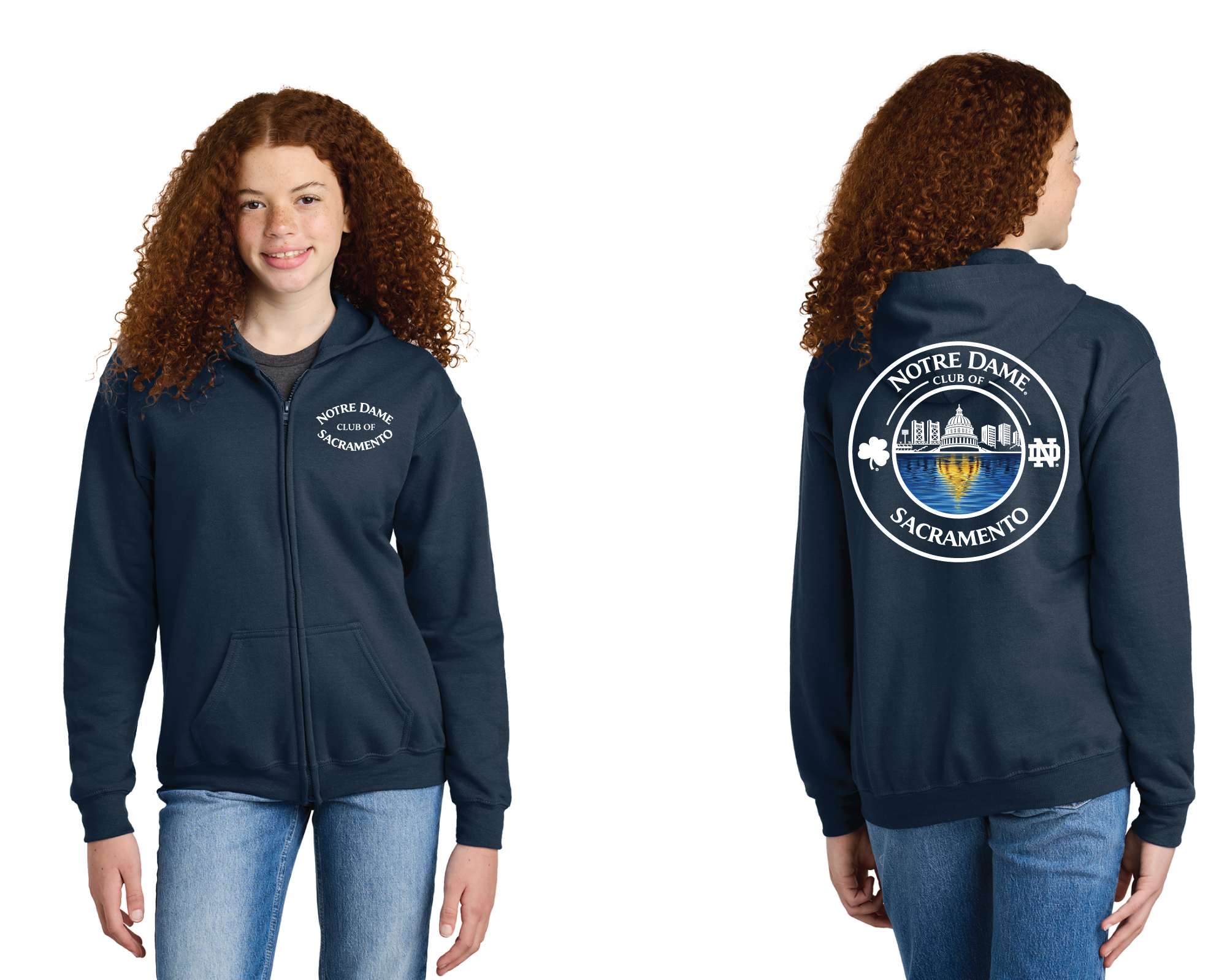 ND Club of Sacramento - Gildan® Youth Heavy Blend™ Full-Zip Hooded Sweatshirt