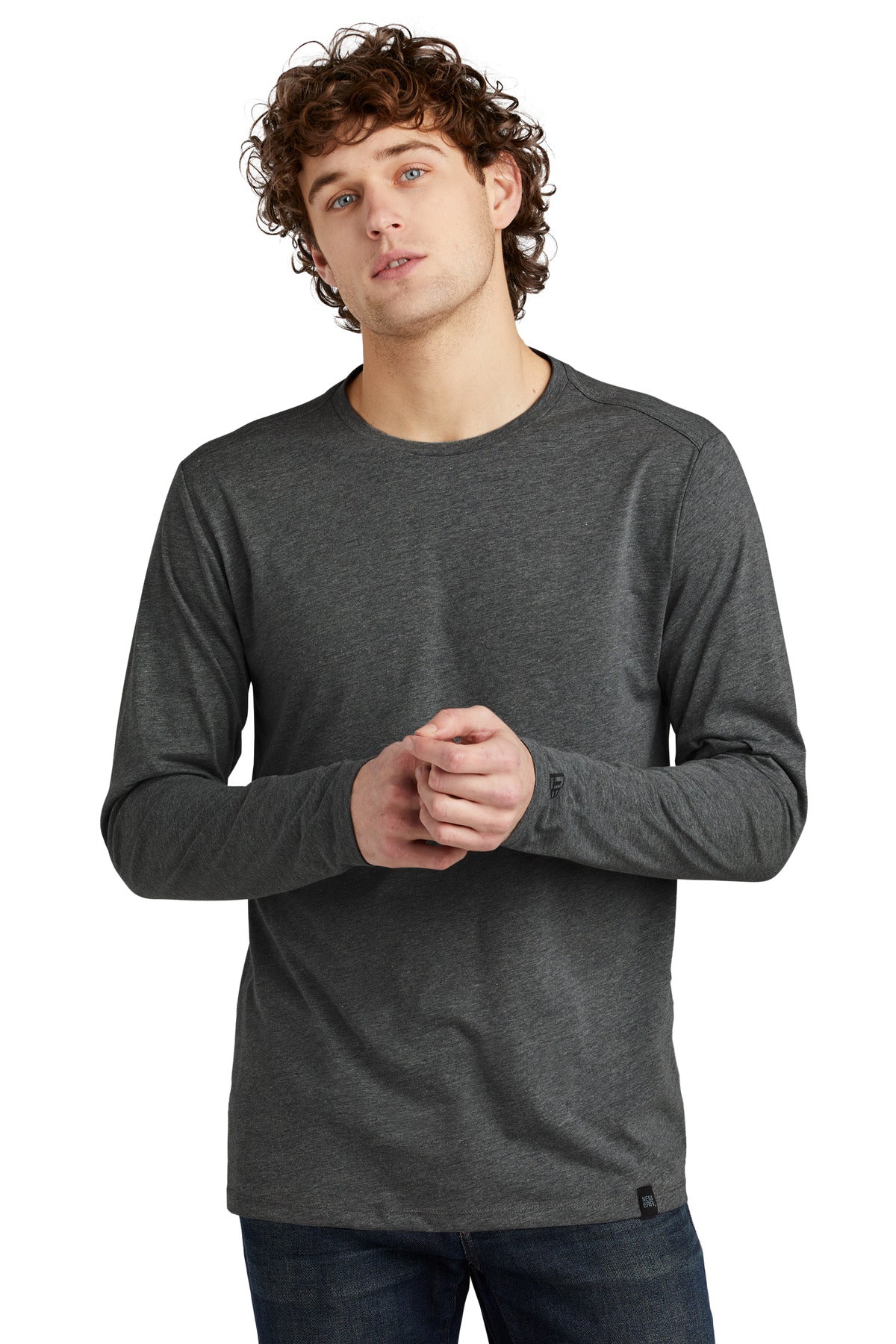 Custom Embroidery - New Era  ®  Heritage Blend Long Sleeve Crew Tee. NEA102