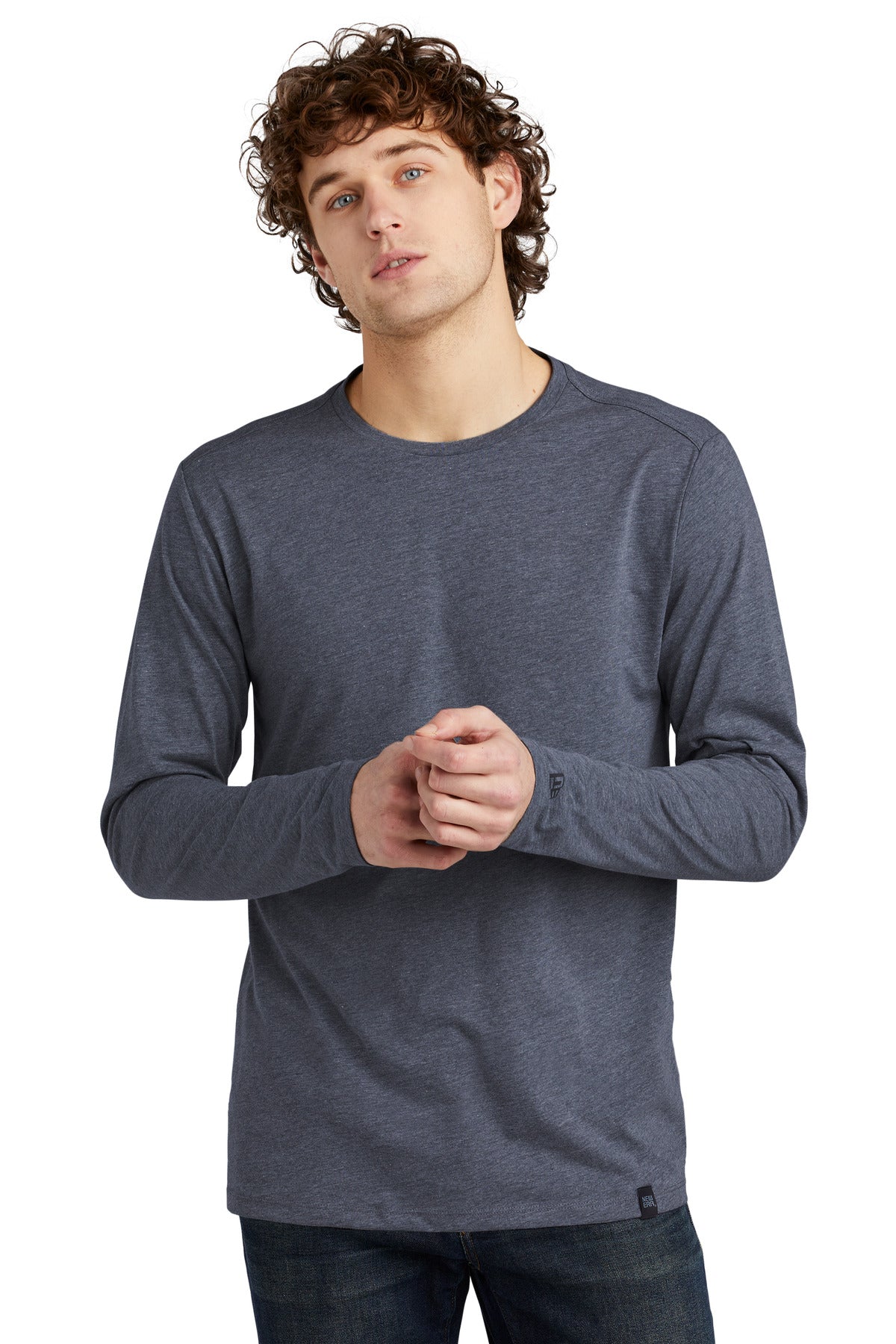 Custom Embroidery - New Era  ®  Heritage Blend Long Sleeve Crew Tee. NEA102