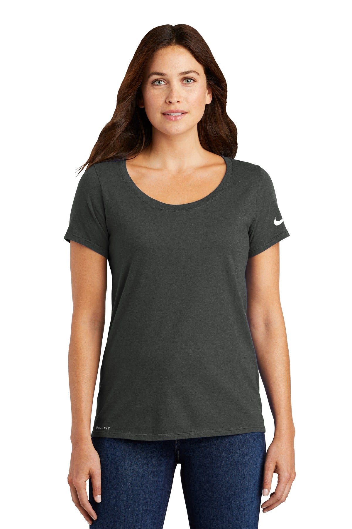 Custom Embroidered - Nike Women's Dri-FIT Cotton/Poly Scoop Neck Tee. NKBQ5234