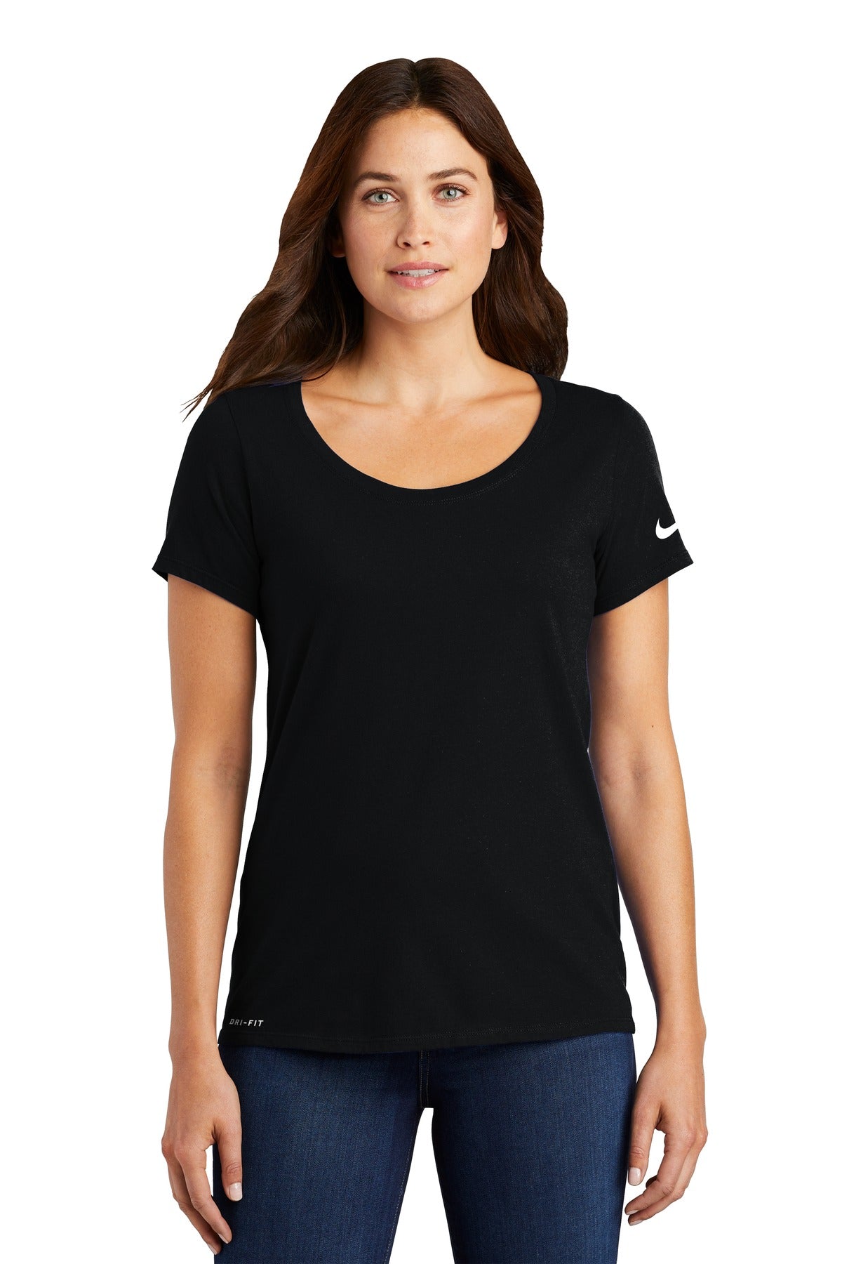 Custom Embroidered - Nike Women's Dri-FIT Cotton/Poly Scoop Neck Tee. NKBQ5234