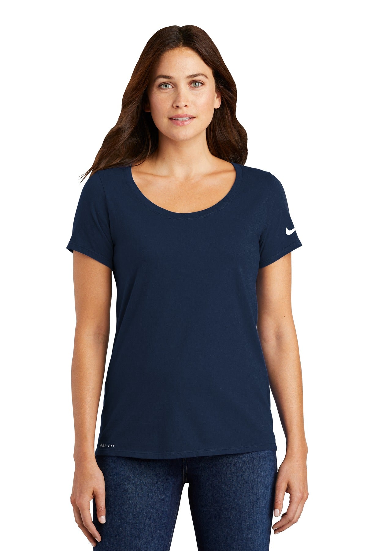 Custom Embroidered - Nike Ladies Dri-FIT Cotton/Poly Scoop Neck Tee. NKBQ5234