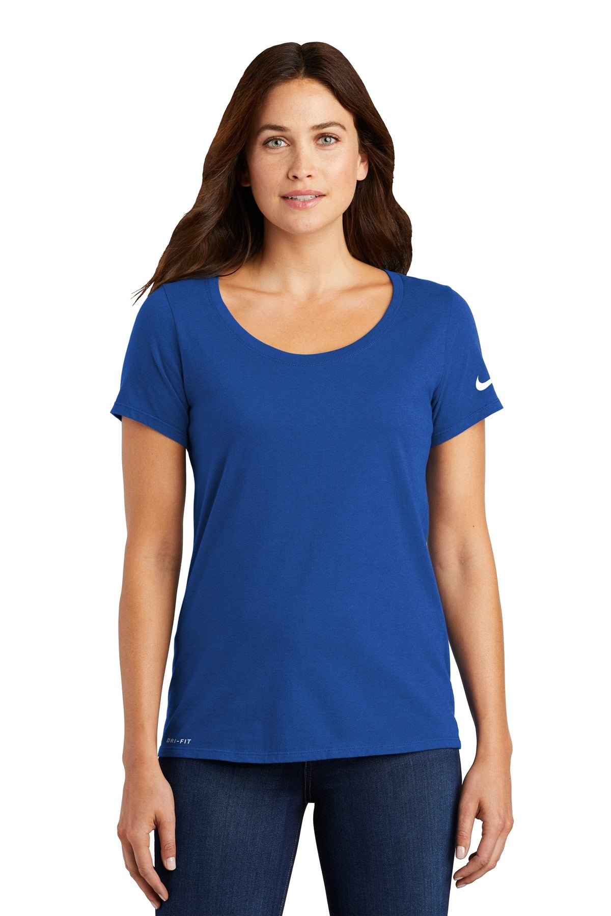 Custom Embroidered - Nike Ladies Dri-FIT Cotton/Poly Scoop Neck Tee. NKBQ5234