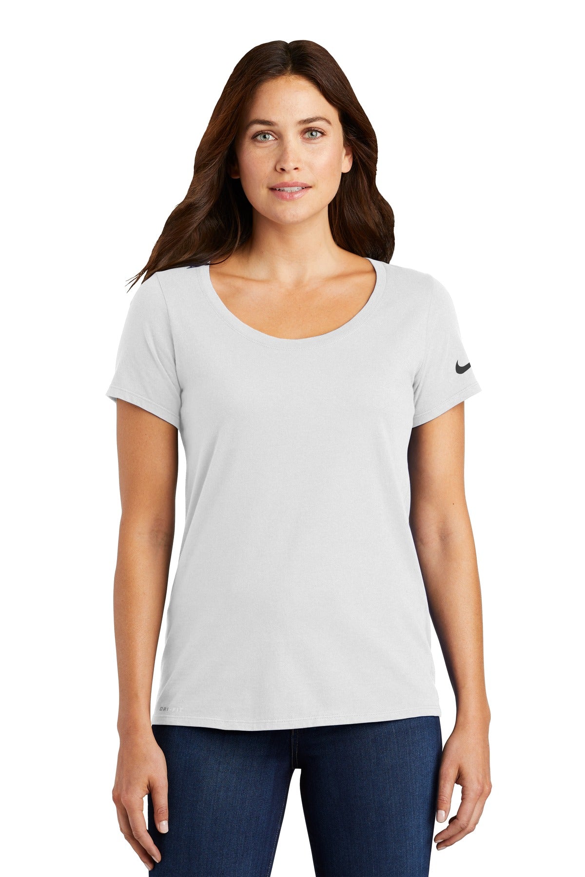 Custom Embroidered - Nike Women's Dri-FIT Cotton/Poly Scoop Neck Tee. NKBQ5234