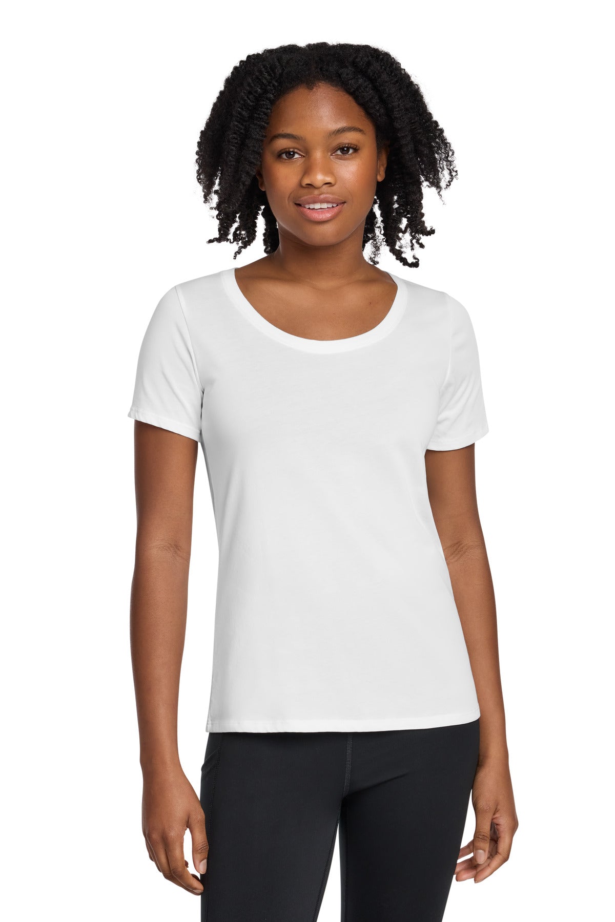 Custom Embroidery or DTF Print - Nike Women's Dri-FIT Cotton/Poly Scoop Neck Tee. NKBQ5234