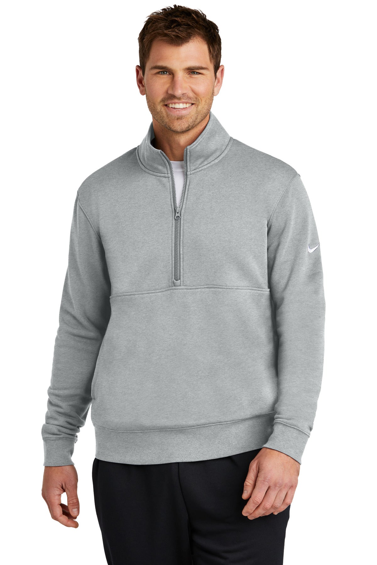 Custom Embroidery or DTF Print - Nike Club Fleece Sleeve Swoosh 1/2-Zip NKDX6718
