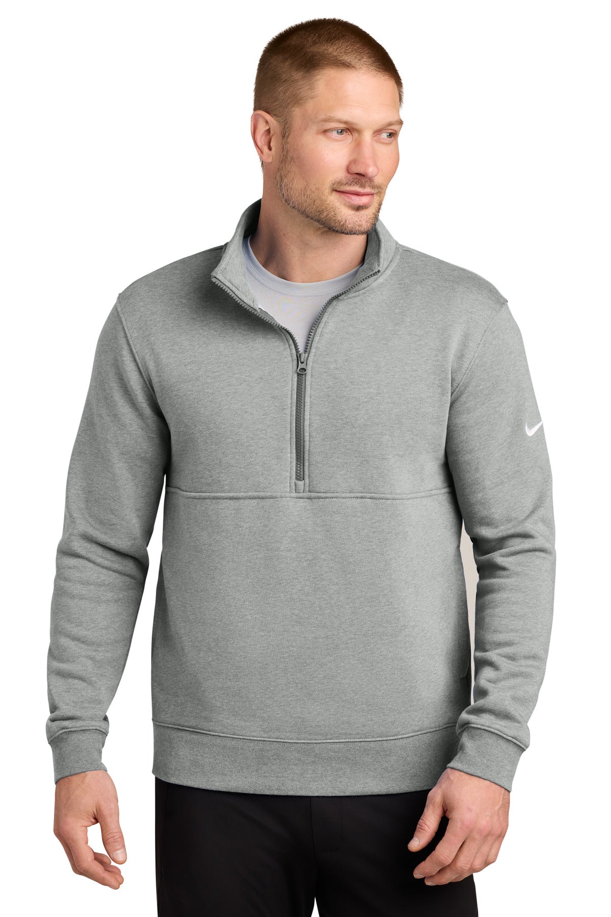 Custom Embroidery or DTF Print - Nike Club Fleece Sleeve Swoosh 1/2-Zip NKDX6718