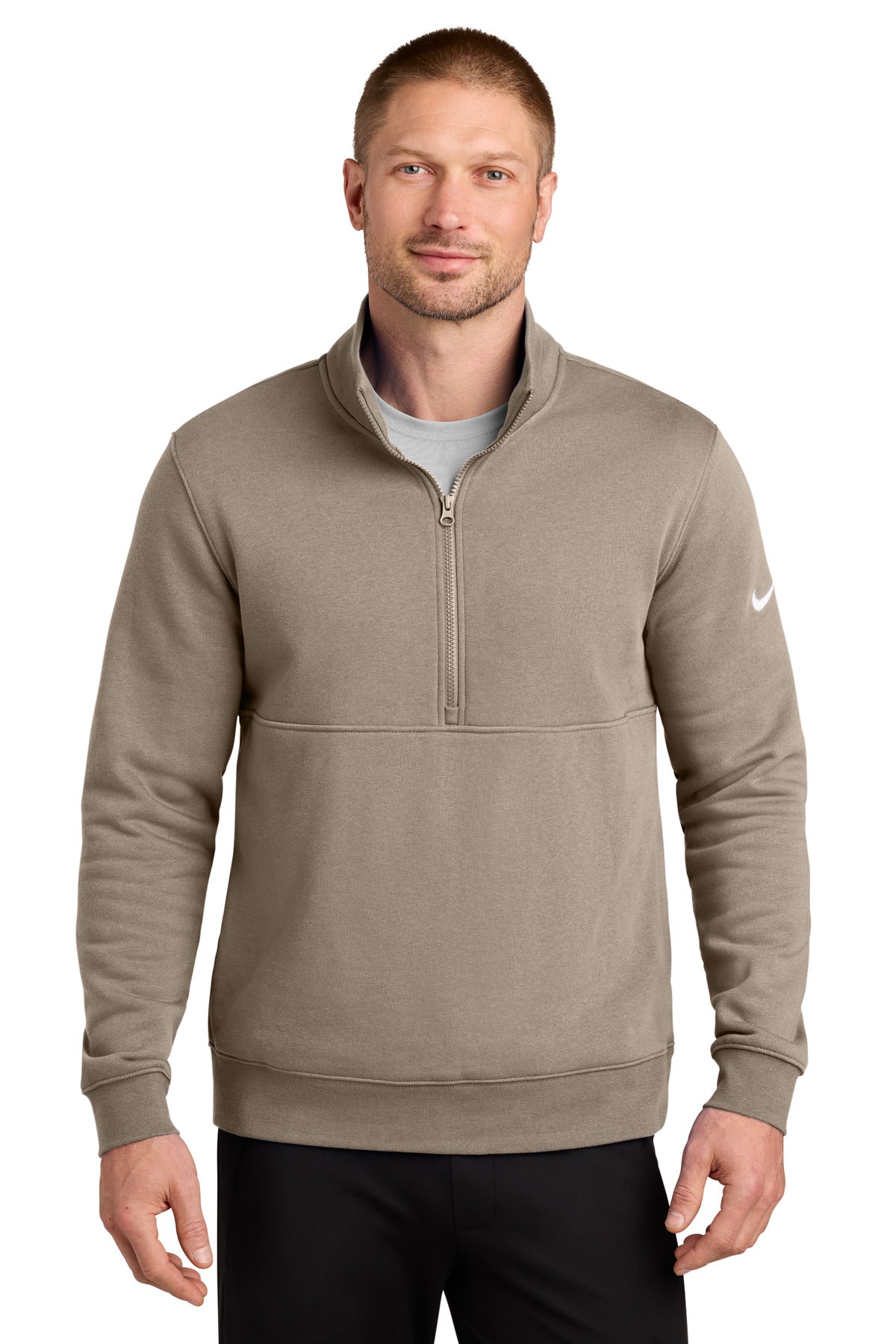 Custom Embroidery or DTF Print - Nike Club Fleece Sleeve Swoosh 1/2-Zip NKDX6718