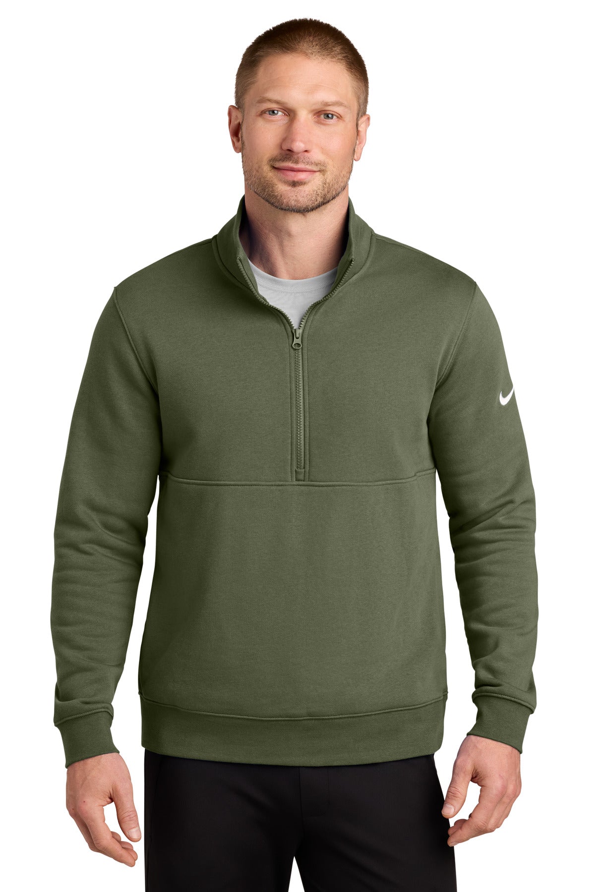 Custom Embroidery or DTF Print - Nike Club Fleece Sleeve Swoosh 1/2-Zip NKDX6718