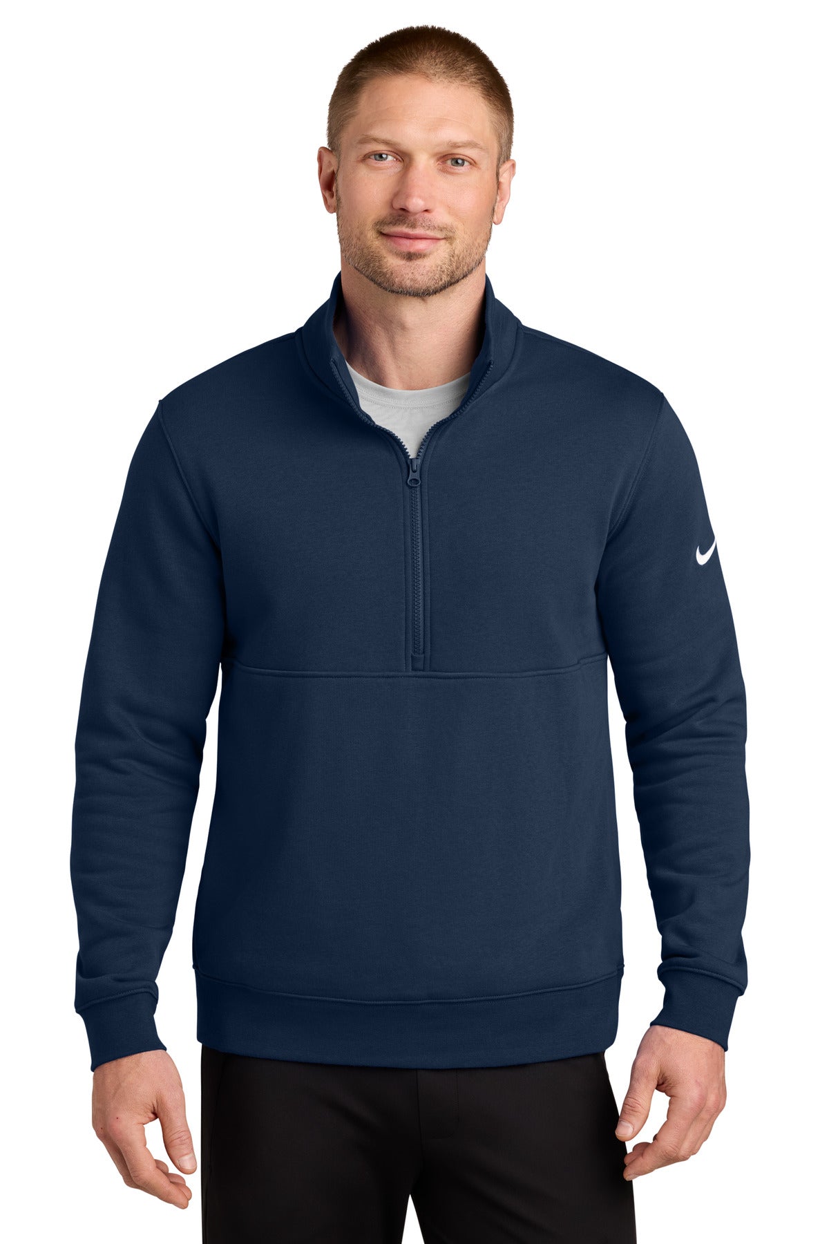 Custom Embroidery or DTF Print - Nike Club Fleece Sleeve Swoosh 1/2-Zip NKDX6718