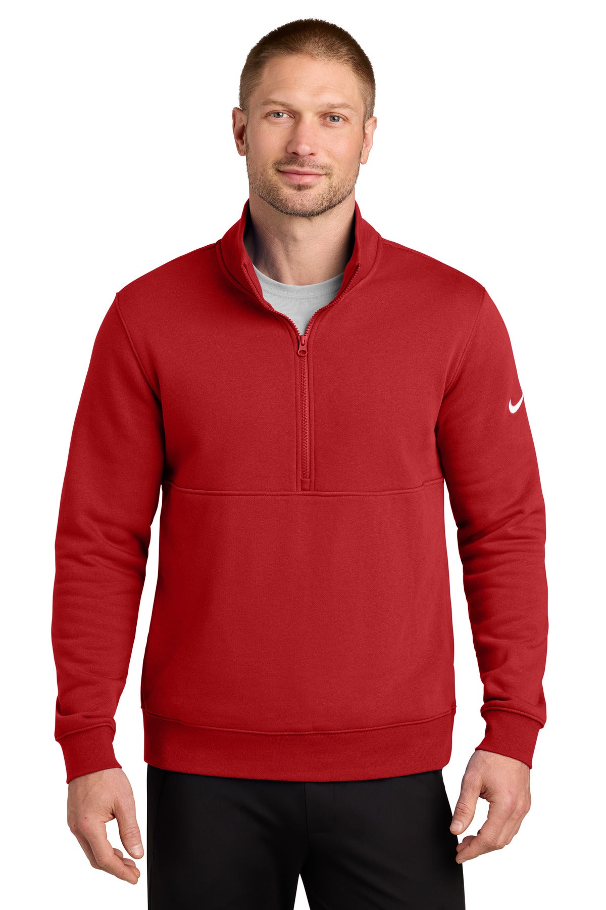 Custom Embroidery or DTF Print - Nike Club Fleece Sleeve Swoosh 1/2-Zip NKDX6718