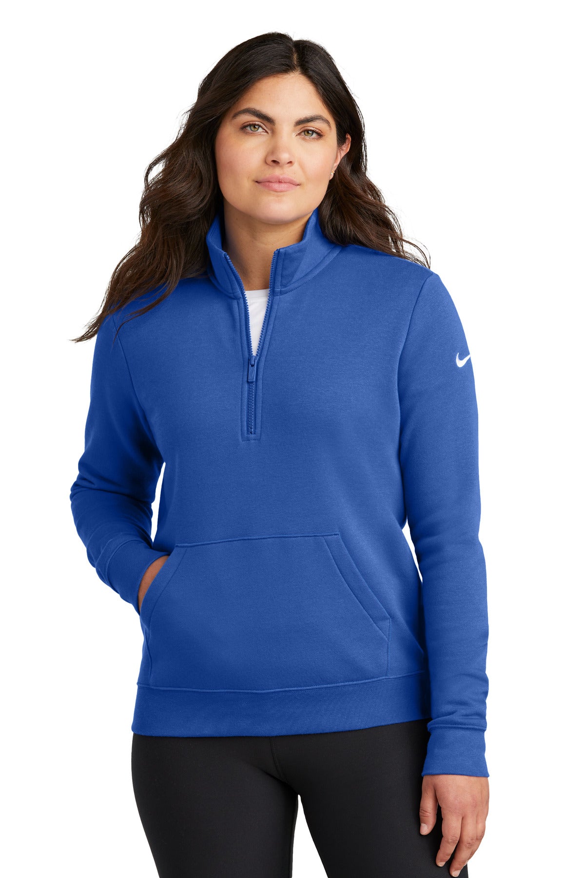 Custom Embroidery or DTF Print - Nike Women's Club Fleece Sleeve Swoosh 1/2-Zip NKDX6720