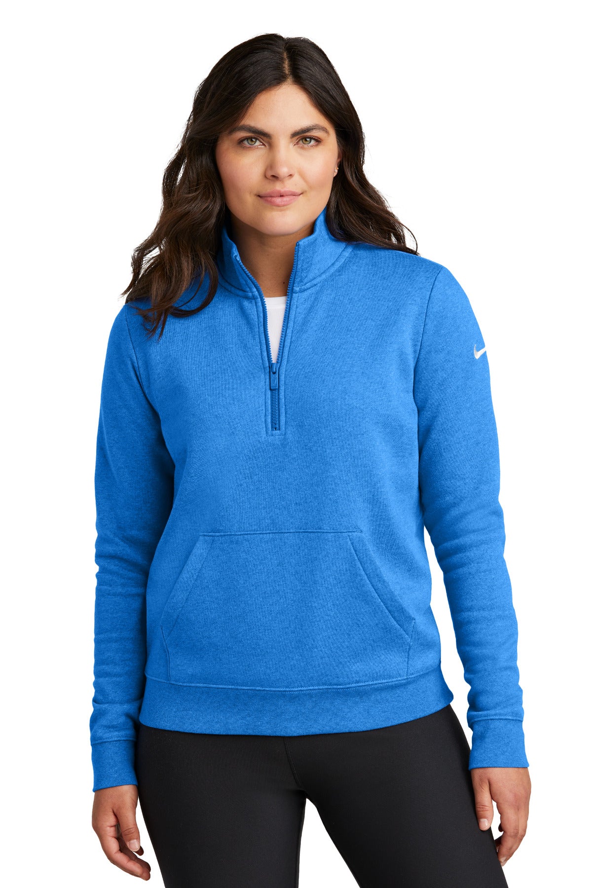 Custom Embroidered - Nike Ladies Club Fleece Sleeve Swoosh 1/2-Zip NKDX6720