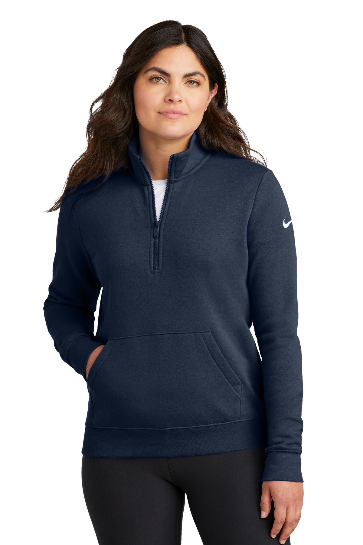 Custom Embroidered - Nike Ladies Club Fleece Sleeve Swoosh 1/2-Zip NKDX6720