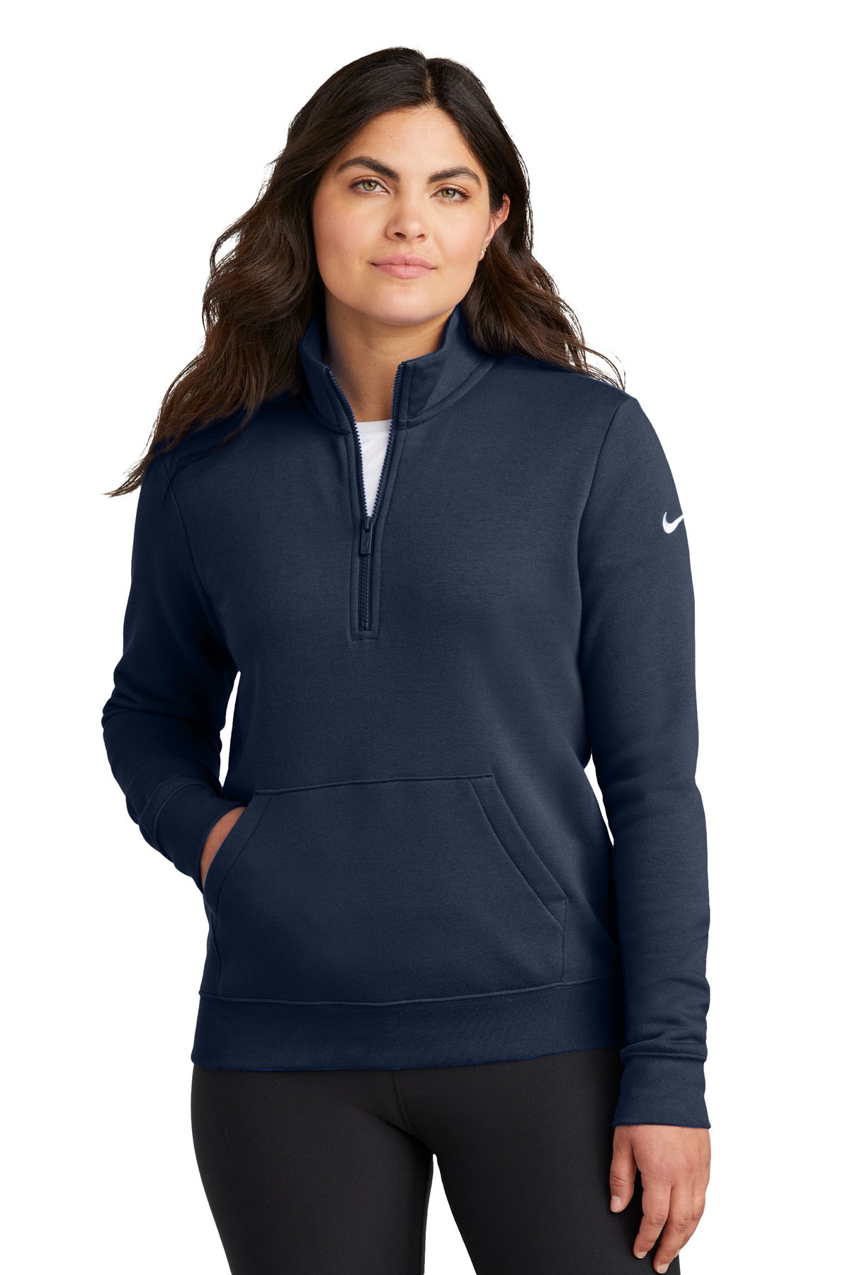 Custom Embroidery or DTF Print - Nike Women's Club Fleece Sleeve Swoosh 1/2-Zip NKDX6720