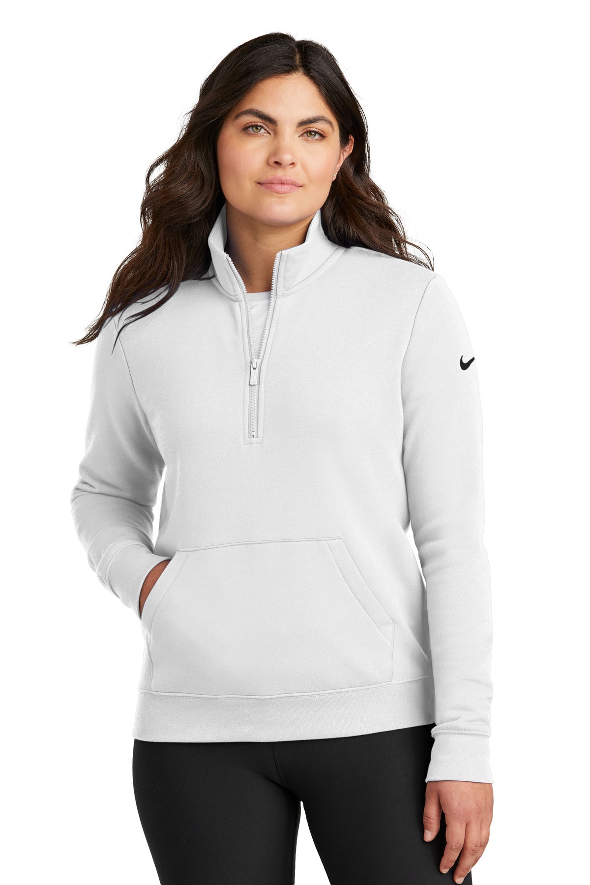 Custom Embroidery or DTF Print - Nike Women's Club Fleece Sleeve Swoosh 1/2-Zip NKDX6720