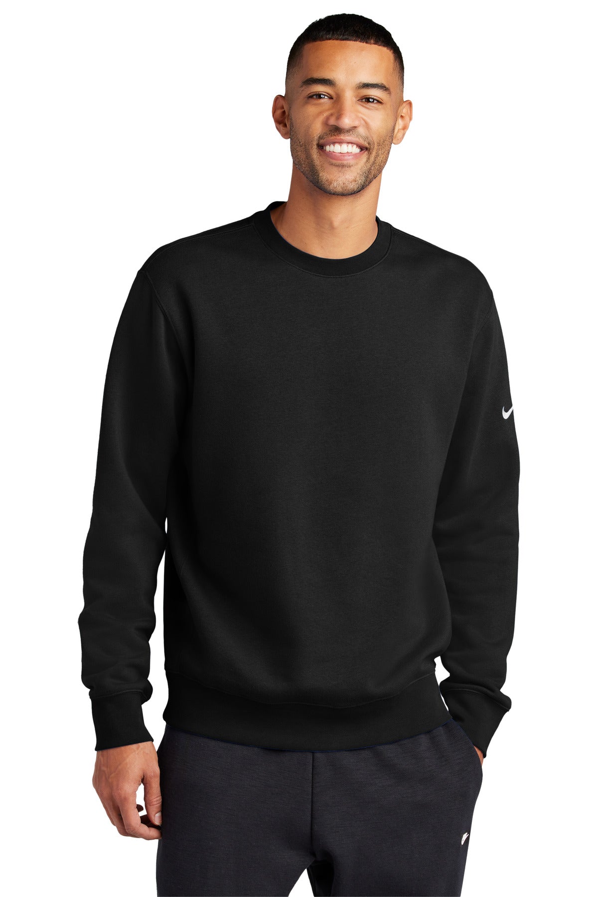 Custom Embroidery or DTF Print - Nike Club Fleece Sleeve Swoosh Crew NKFD9863