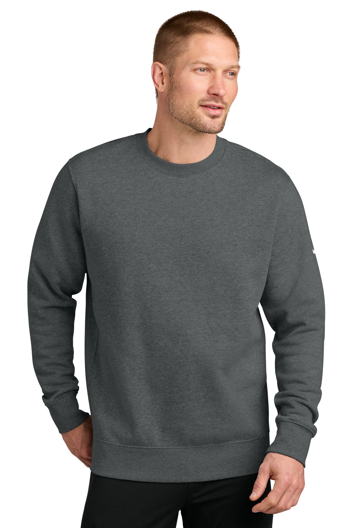 Custom Embroidery or DTF Print - Nike Club Fleece Sleeve Swoosh Crew NKFD9863