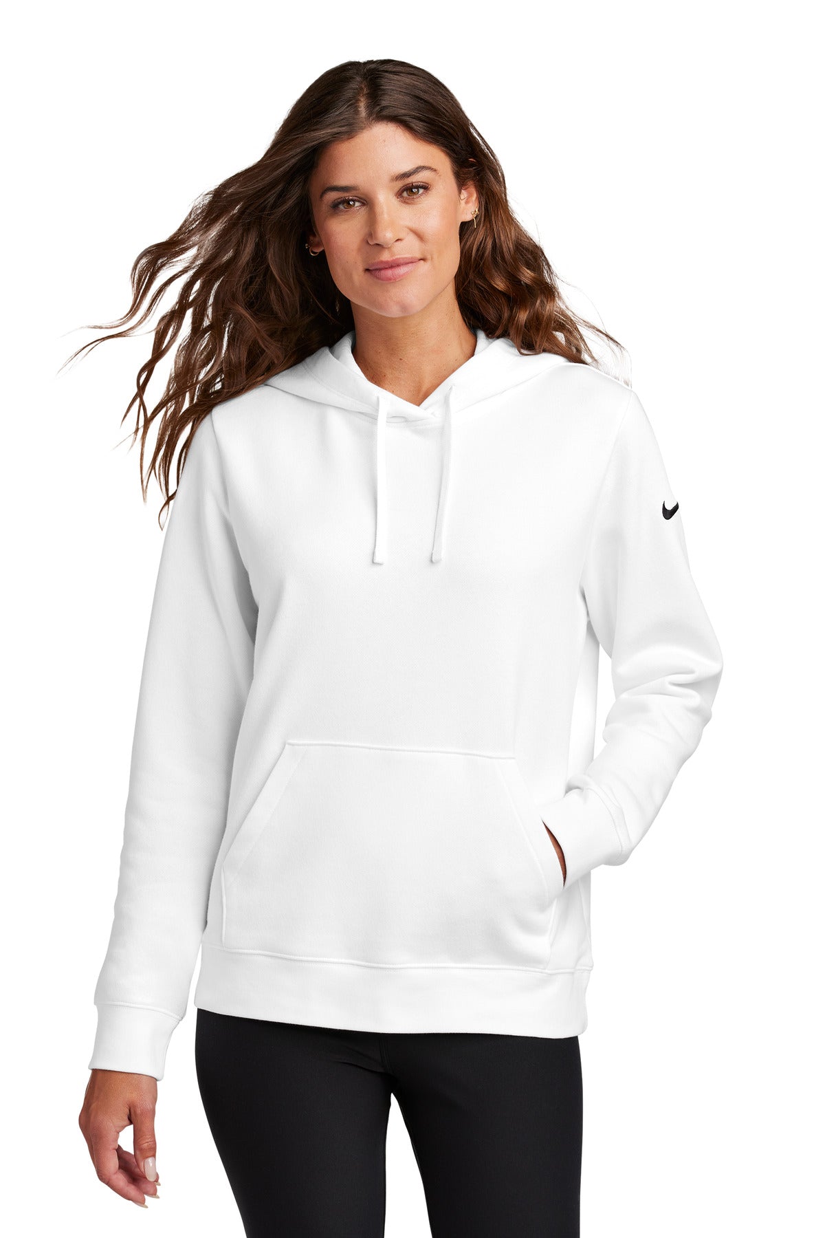 Custom Embroidered - Nike Ladies Club Fleece Sleeve Swoosh Pullover Hoodie NKFD9889