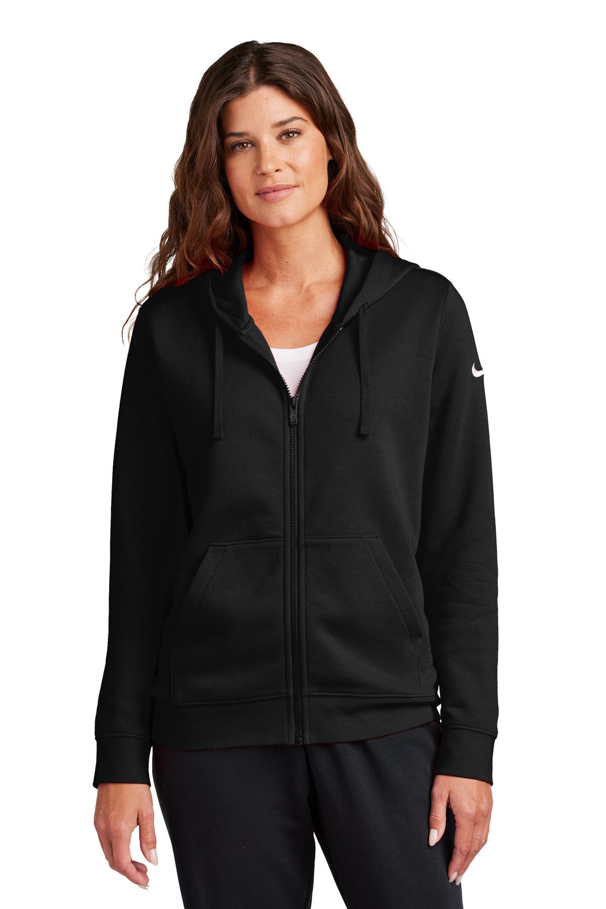 Custom Embroidered - Nike Ladies Club Fleece Sleeve Swoosh Full-Zip Hoodie NKFD9890