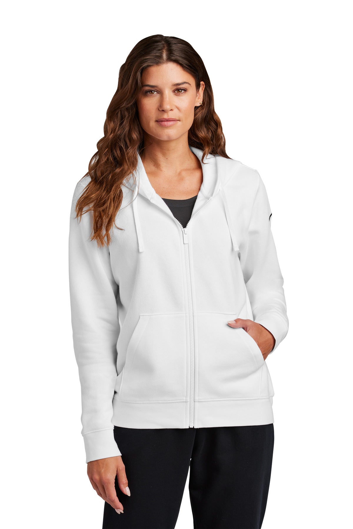 Custom Embroidered - Nike Ladies Club Fleece Sleeve Swoosh Full-Zip Hoodie NKFD9890