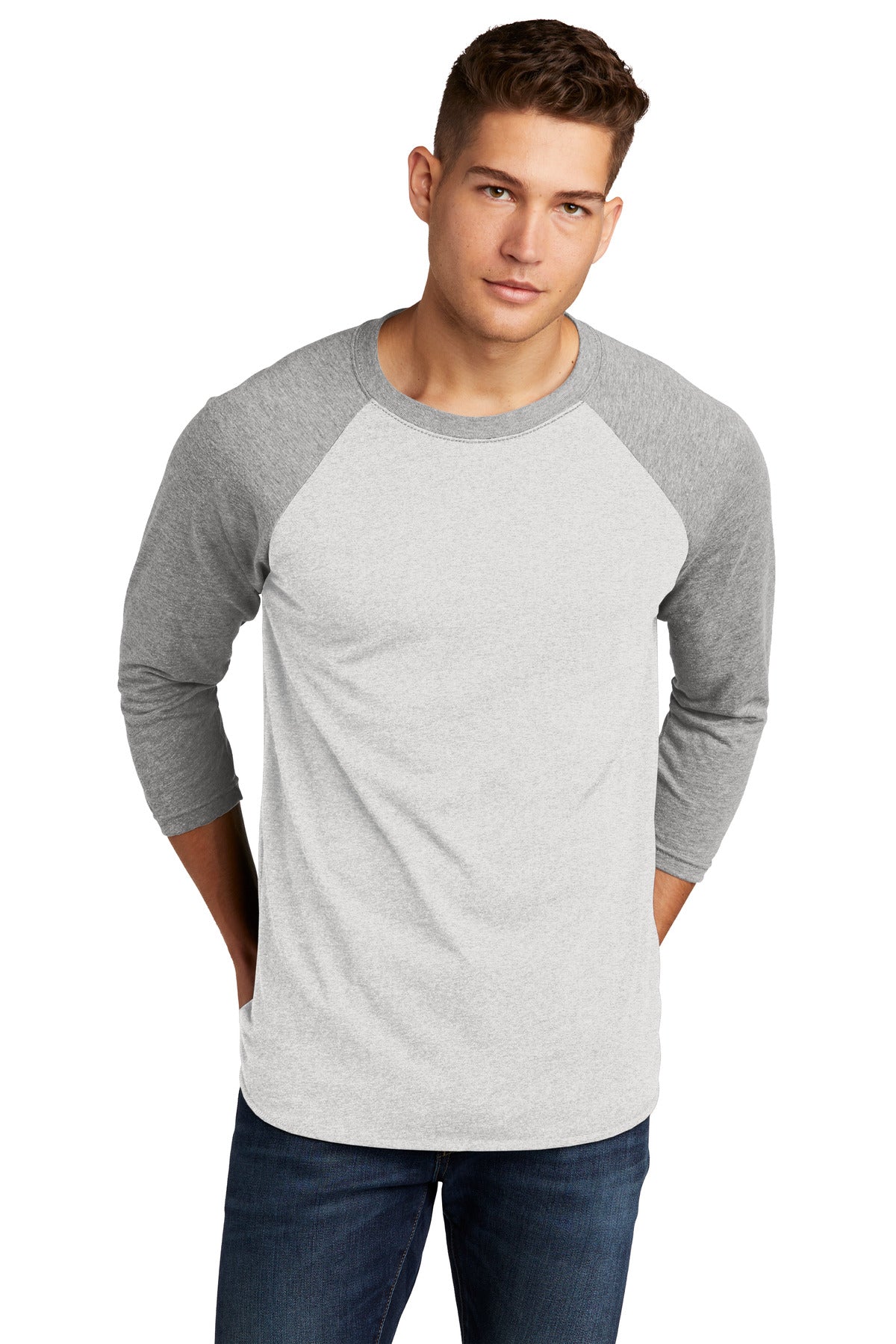 Custom Embroidery or DTF Print - Next Level Apparel ®    Adult Tri-Blend 3/4-Sleeve Raglan Tee. NL6051
