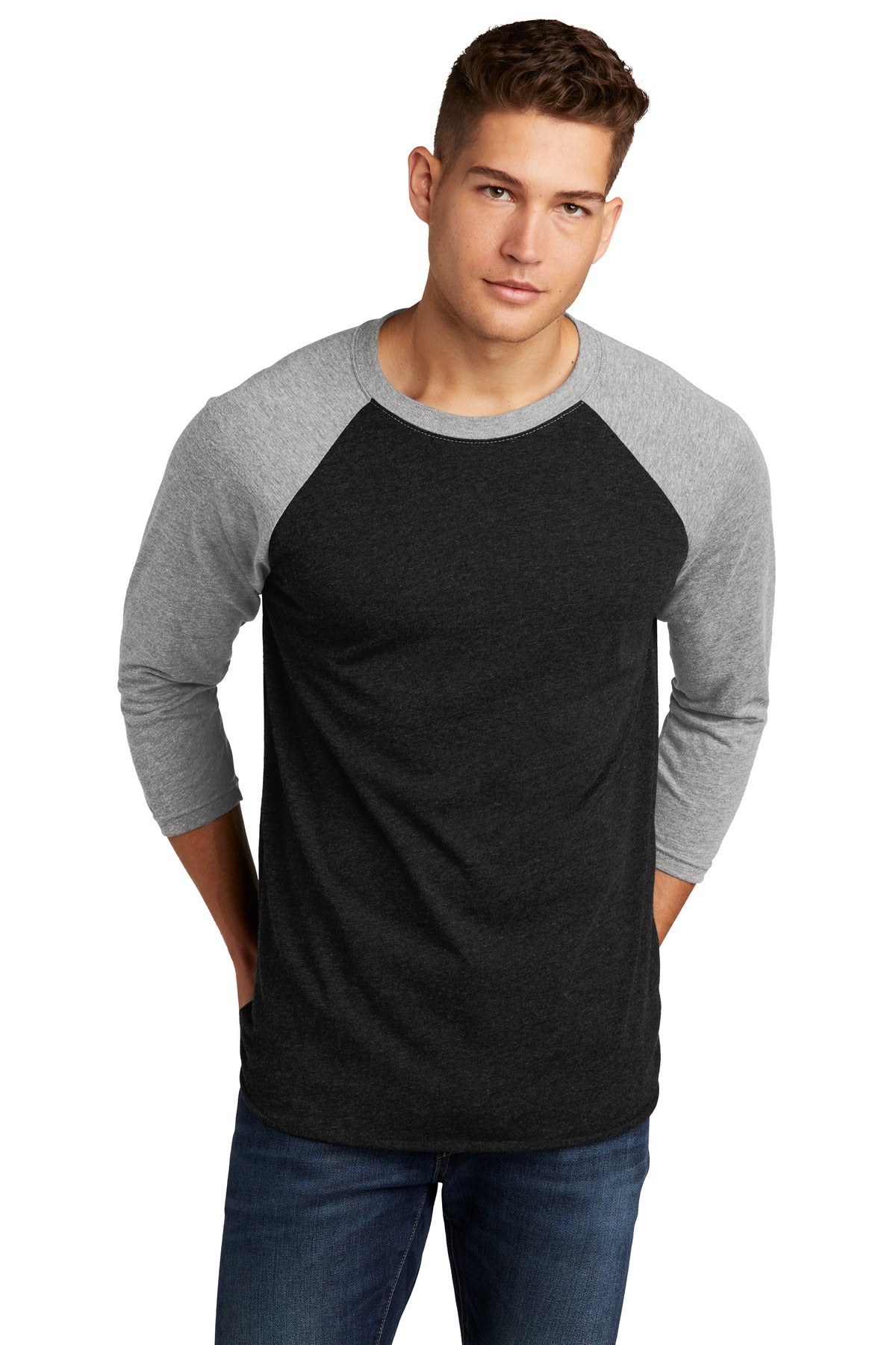 Custom Embroidery or DTF Print - Next Level Apparel ®    Adult Tri-Blend 3/4-Sleeve Raglan Tee. NL6051