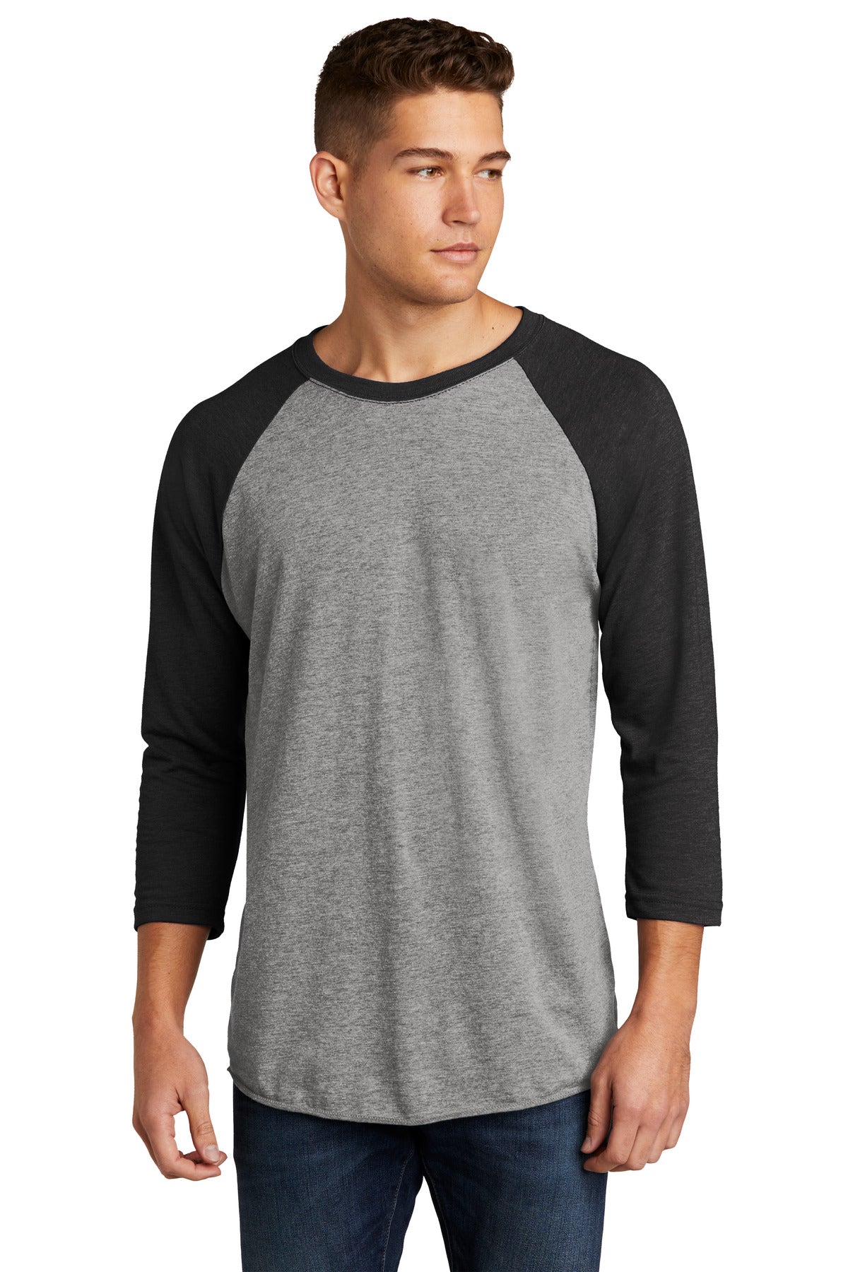 Custom Embroidery or DTF Print - Next Level Apparel ®    Adult Tri-Blend 3/4-Sleeve Raglan Tee. NL6051