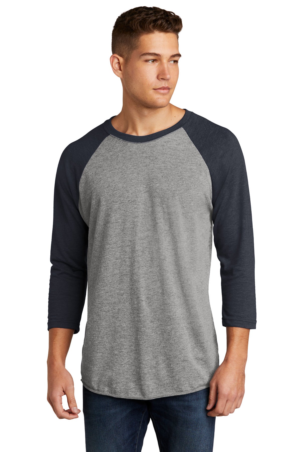 Custom Embroidery or DTF Print - Next Level Apparel ®    Adult Tri-Blend 3/4-Sleeve Raglan Tee. NL6051