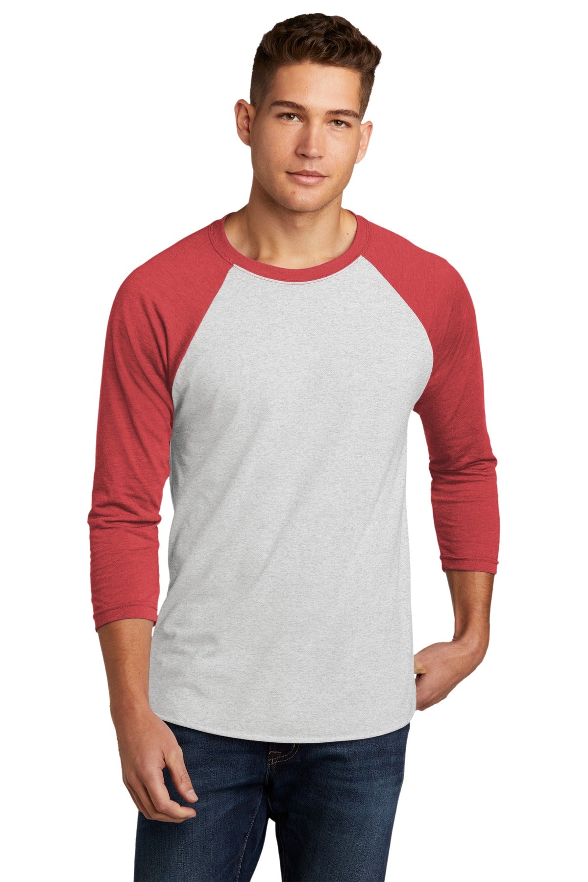 Custom Embroidery or DTF Print - Next Level Apparel ®    Adult Tri-Blend 3/4-Sleeve Raglan Tee. NL6051