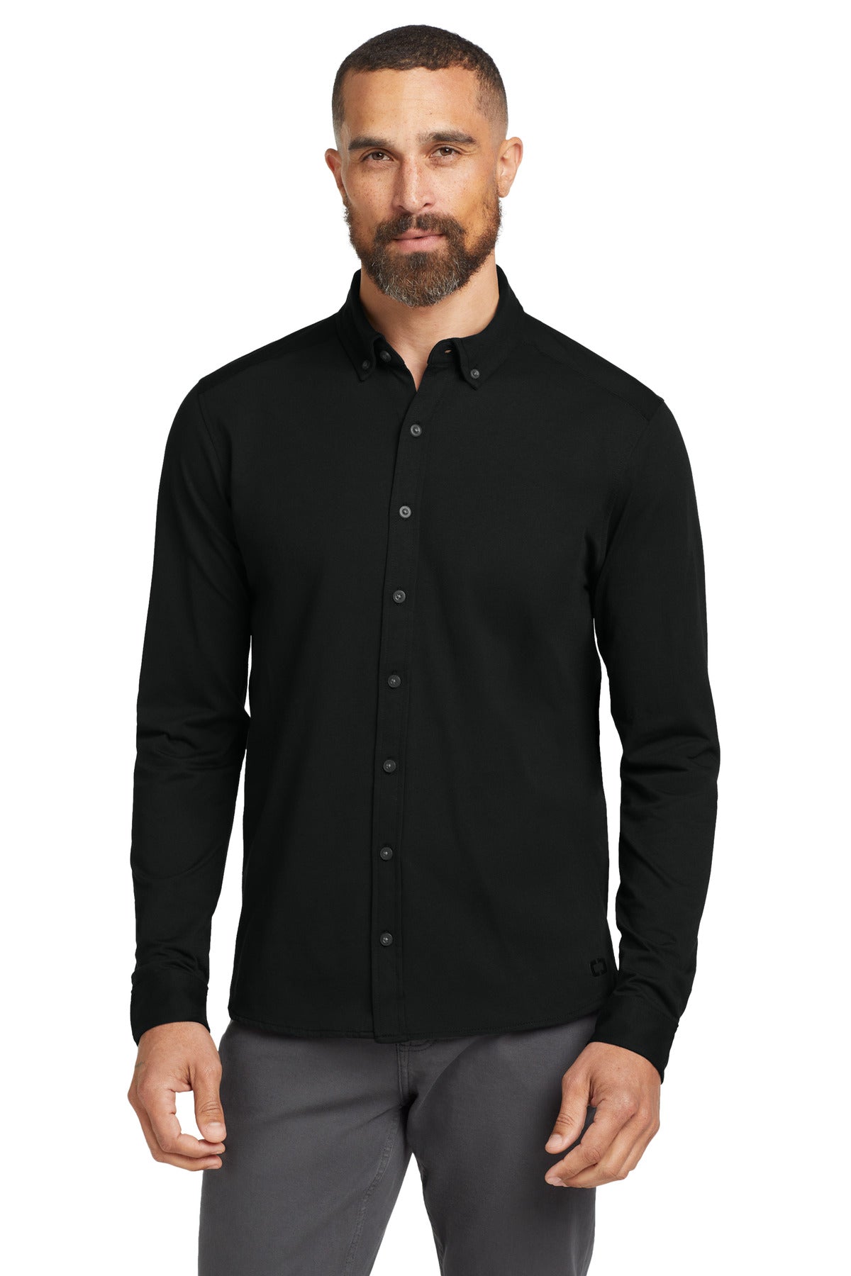 Custom Embroidered or DTF Print on OGIO  ®   Code Stretch Long Sleeve Button-Up. OG145