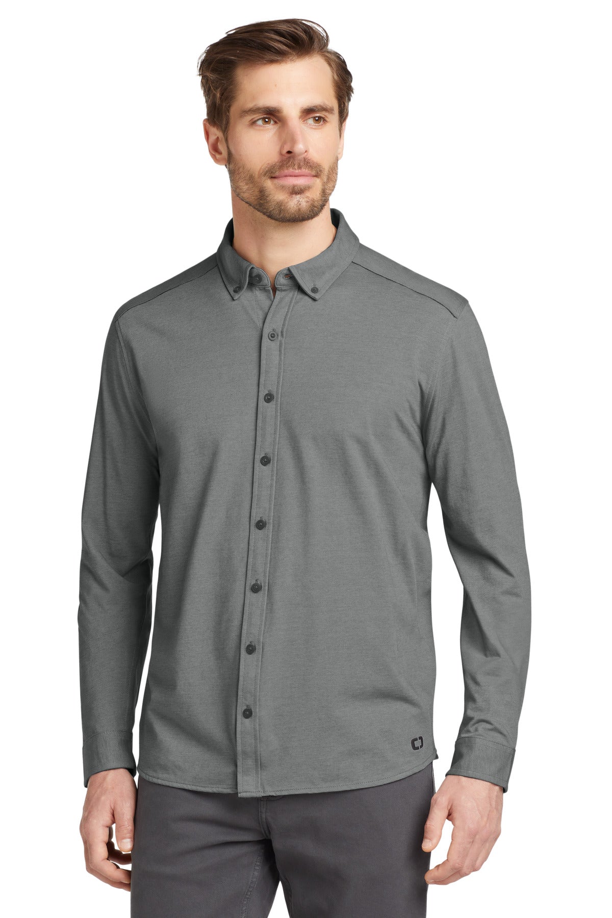 Custom Embroidered or DTF Print on OGIO  ®   Code Stretch Long Sleeve Button-Up. OG145