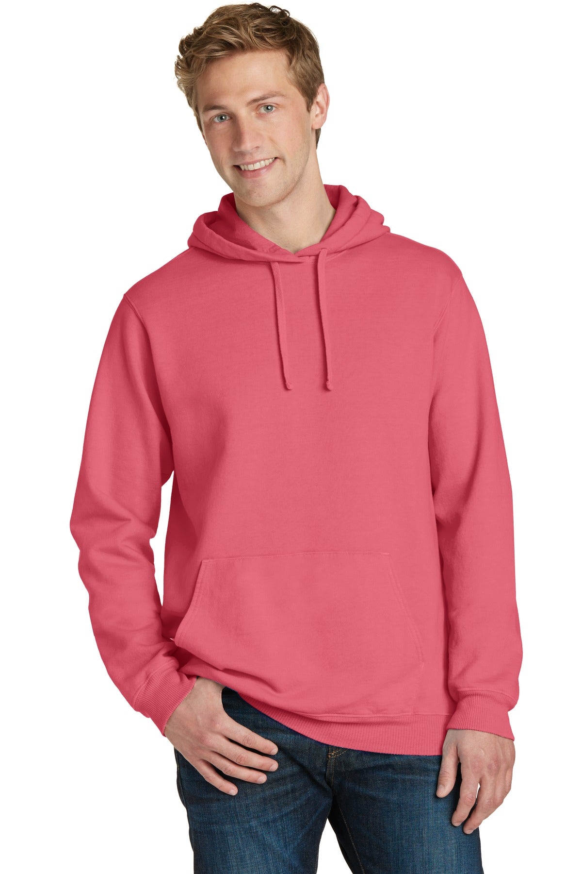 Custom Embroidered or DTF Print on Port & Co ™  Beach Wash ®  Garment-Dyed Pullover Hooded Sweatshirt. PC098H