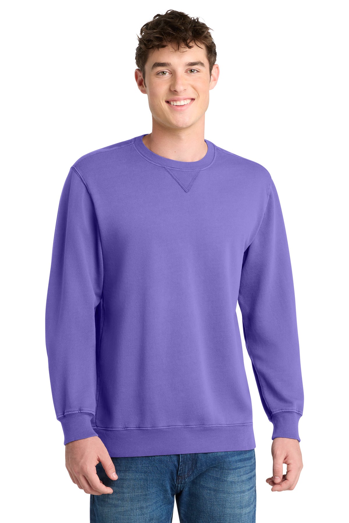 Custom Embroidery or DTF Print - Port & Co ®  Beach Wash ®  Garment-Dyed Crewneck Sweatshirt PC098