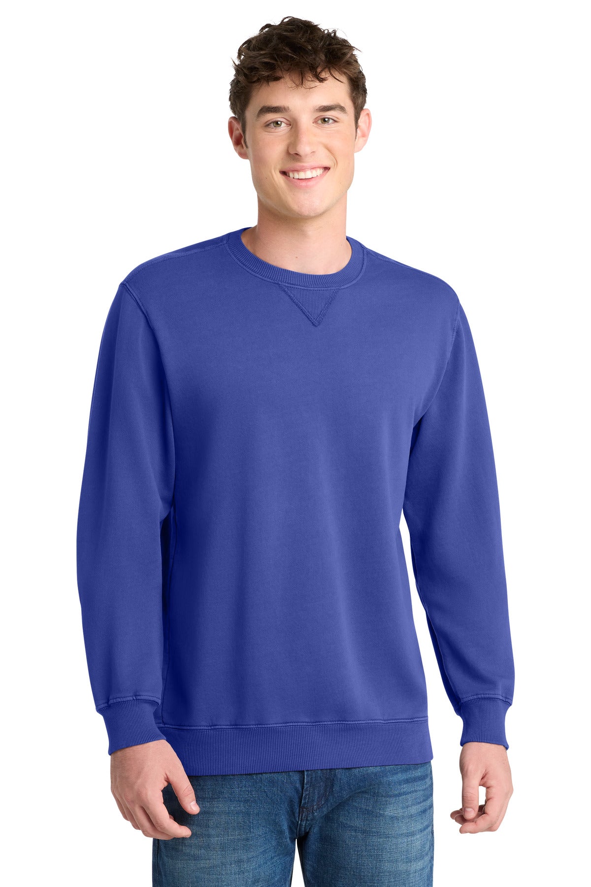 Custom Embroidery or DTF Print - Port & Co ®  Beach Wash ®  Garment-Dyed Crewneck Sweatshirt PC098
