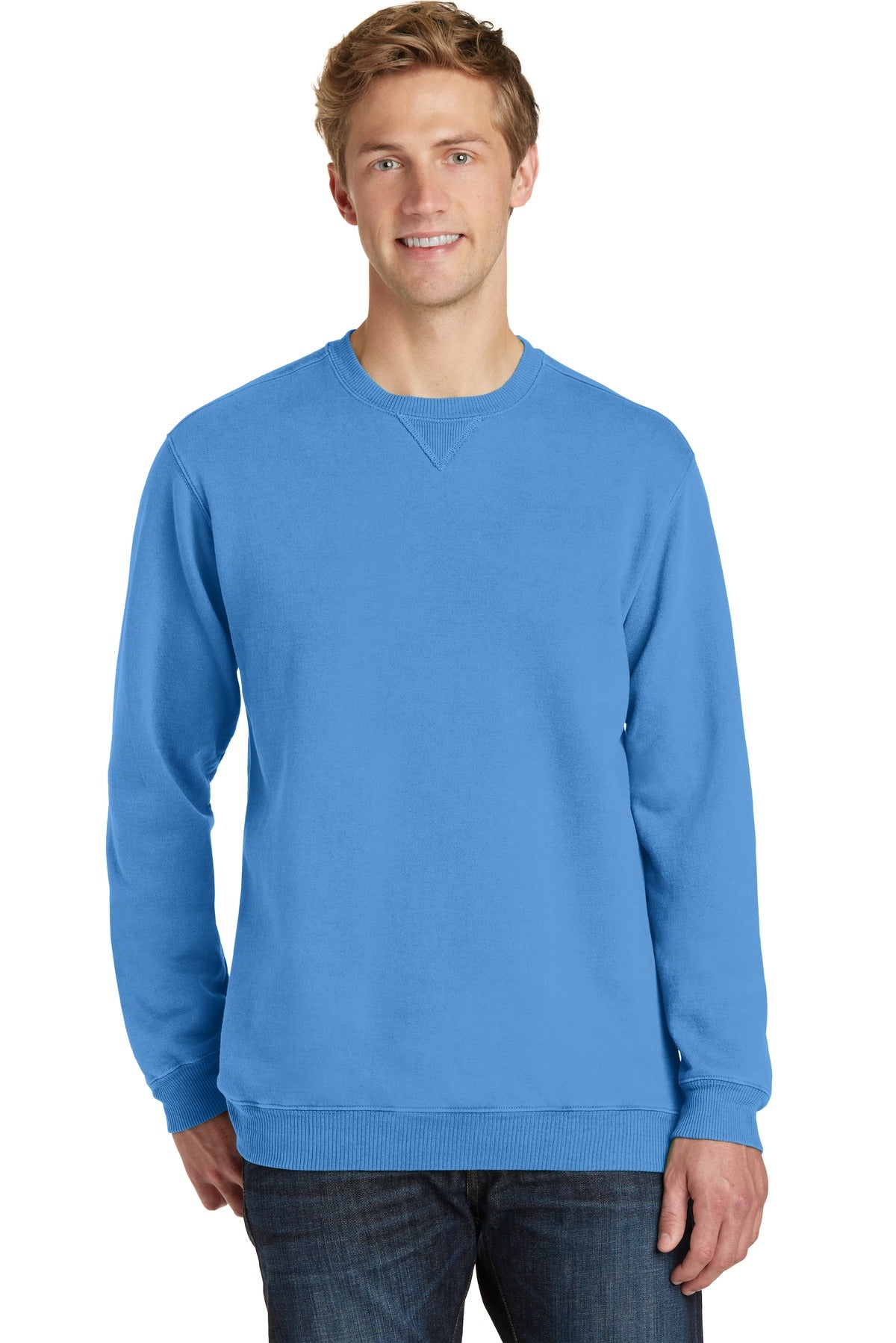 Custom Embroidered or DTF Print on Port & Co ™  Beach Wash ®  Garment-Dyed Crewneck Sweatshirt PC098